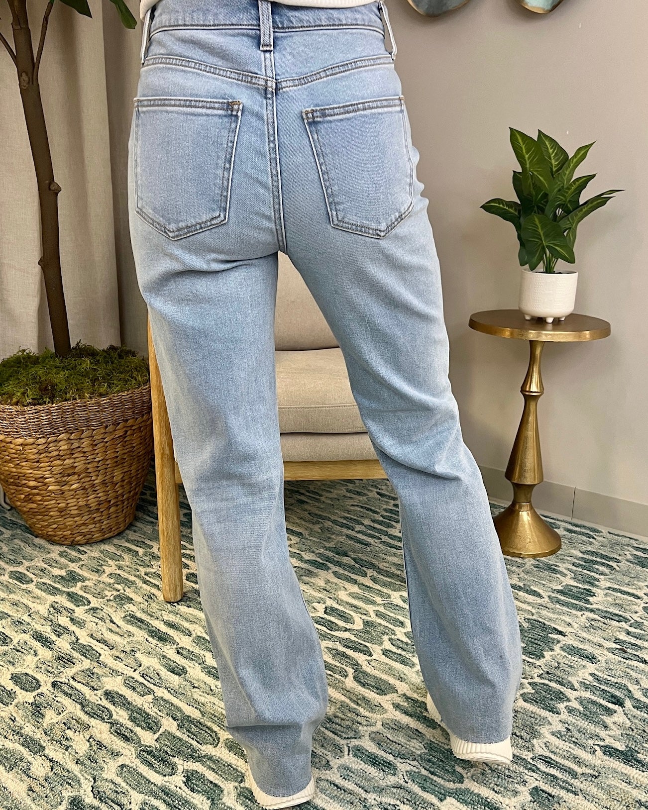Wait And See Medium Light Straight Distressed Jeans-Shop-Womens-Boutique-Clothing