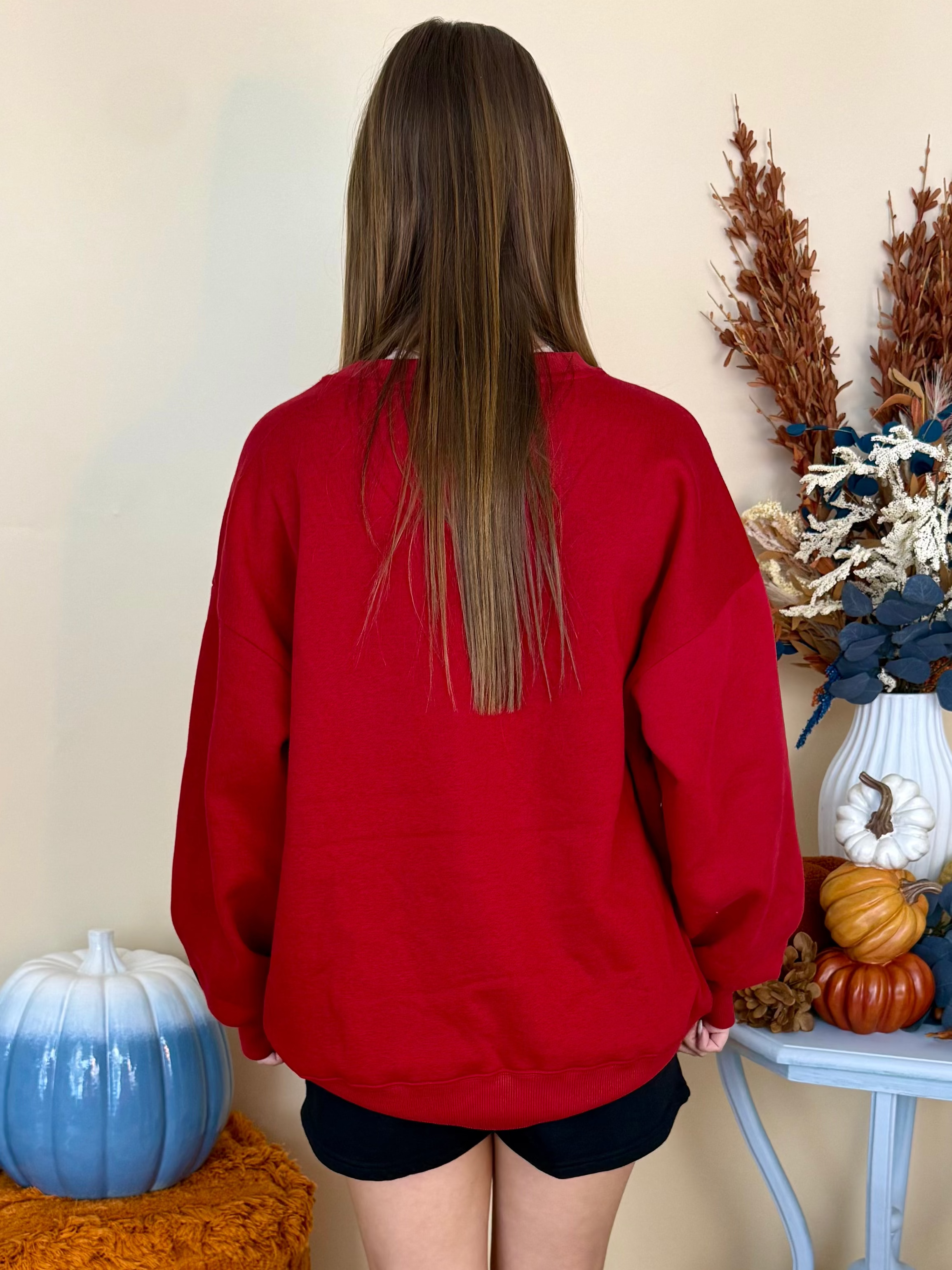 Lulu Mac Crimson Houndstooth "A" Sweatshirt