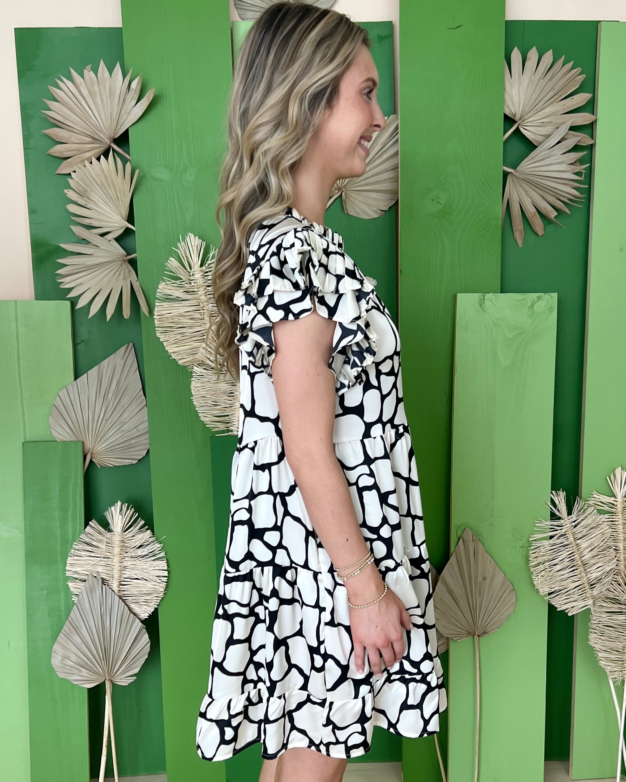 Read The Room Ivory Printed Ruffle Dress-Shop-Womens-Boutique-Clothing