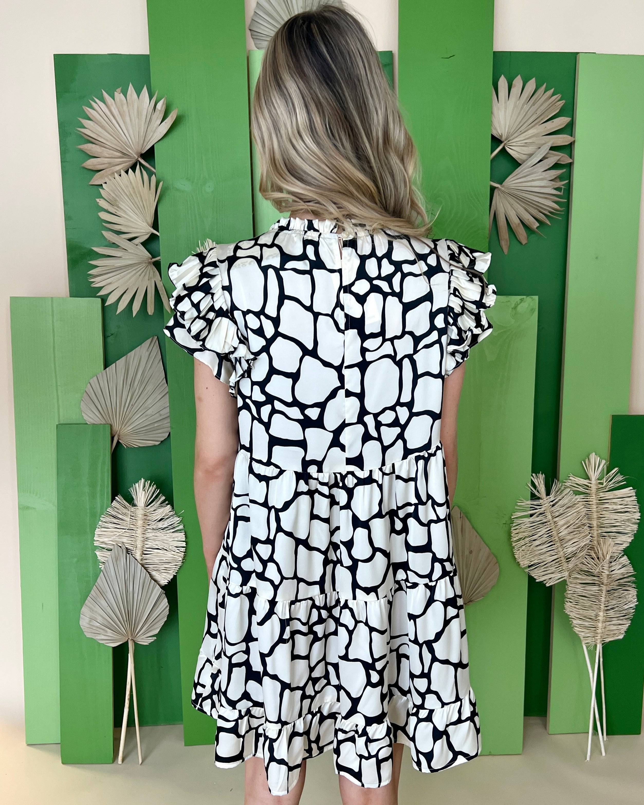 Read The Room Ivory Printed Ruffle Dress-Shop-Womens-Boutique-Clothing