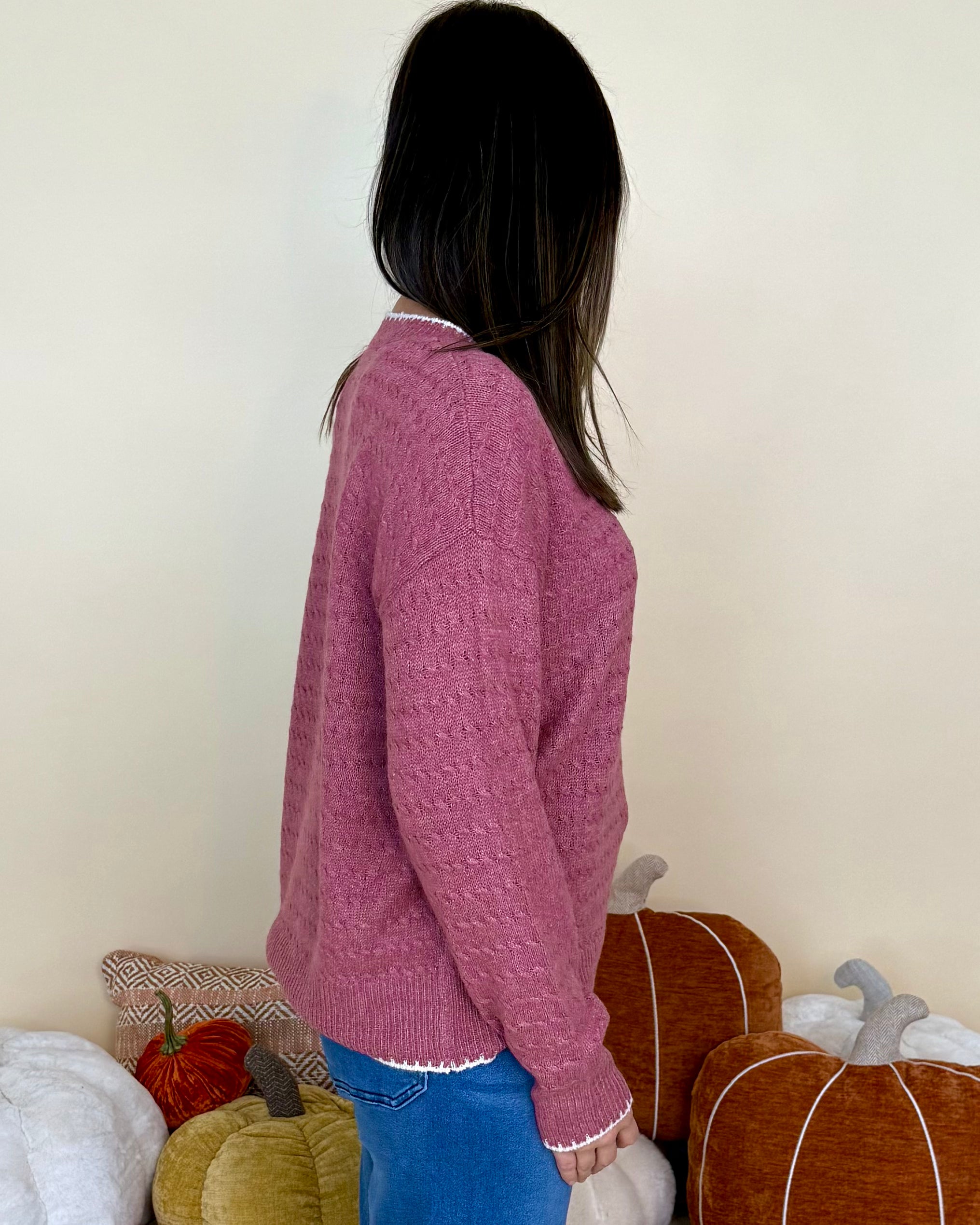 Doing My Best Rose Stitched Cable Sweater-Shop-Womens-Boutique-Clothing