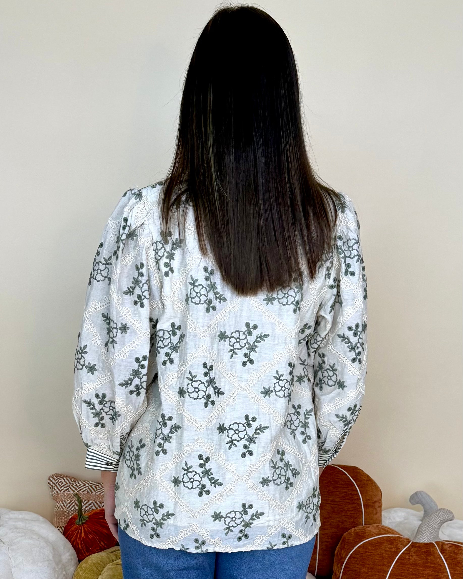 Polished In Olive Floral Embroidered Top-Shop-Womens-Boutique-Clothing