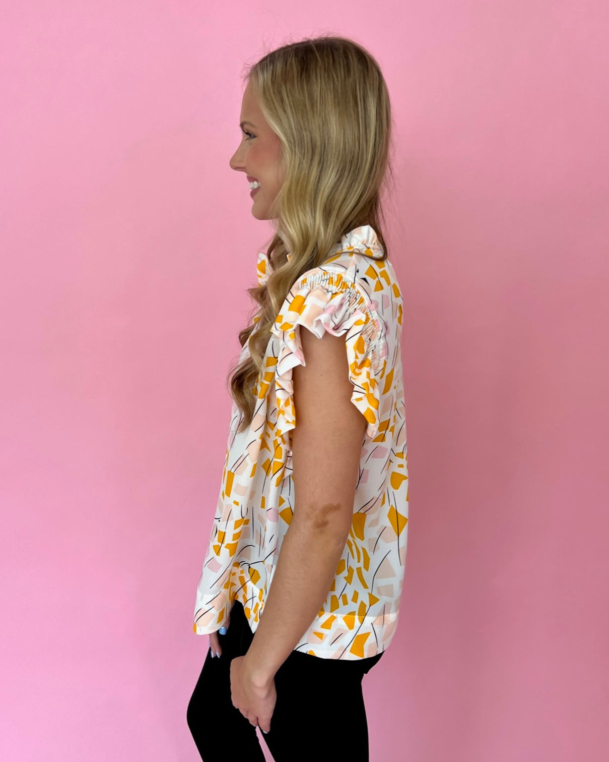 Sweet As Pie White Floral Smocked Ruffle Sleeve Top-Shop-Womens-Boutique-Clothing