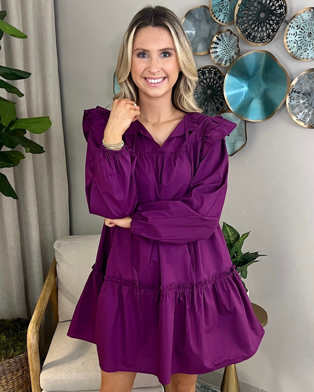 Making Promises Purple Ruffle Dress-Shop-Womens-Boutique-Clothing