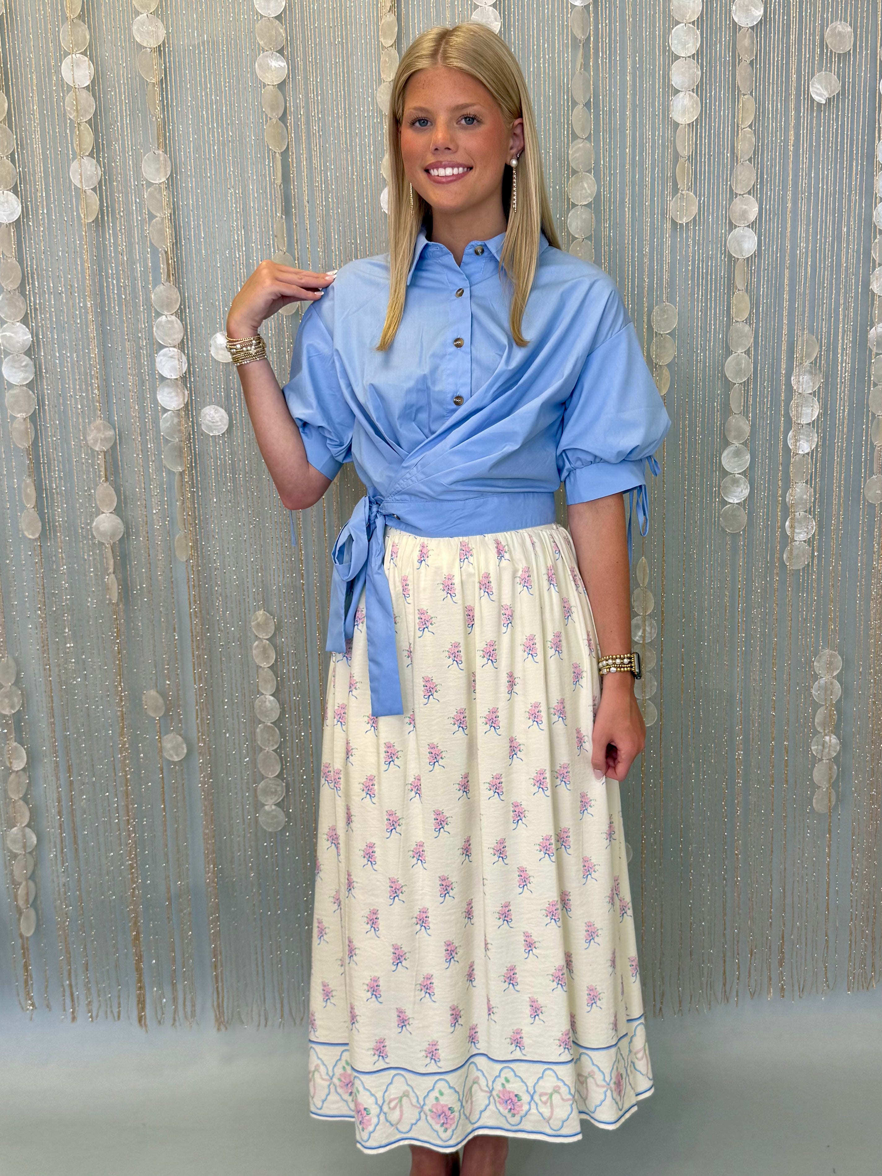 Ivory Garden Cream Floral Midi Skirt-Shop-Womens-Boutique-Clothing