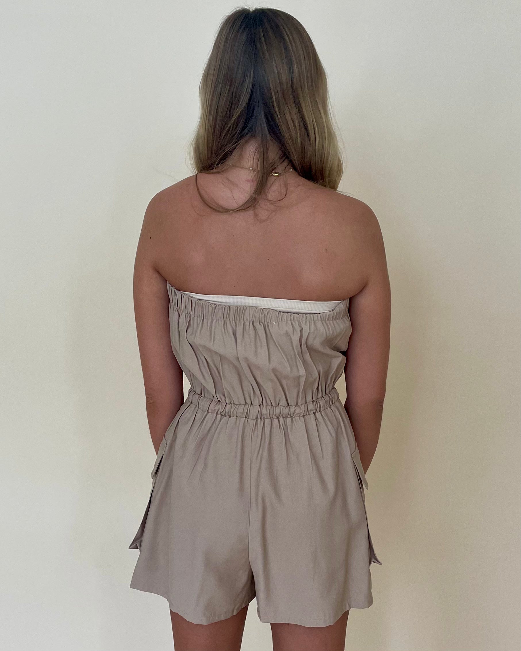 Pass The Ball Latte Cargo Romper-Shop-Womens-Boutique-Clothing