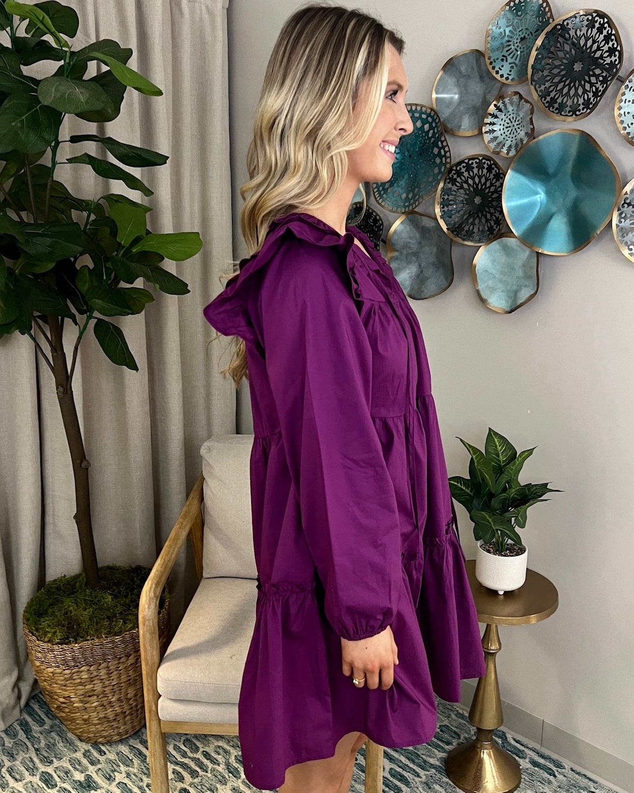 Making Promises Purple Ruffle Dress-Shop-Womens-Boutique-Clothing