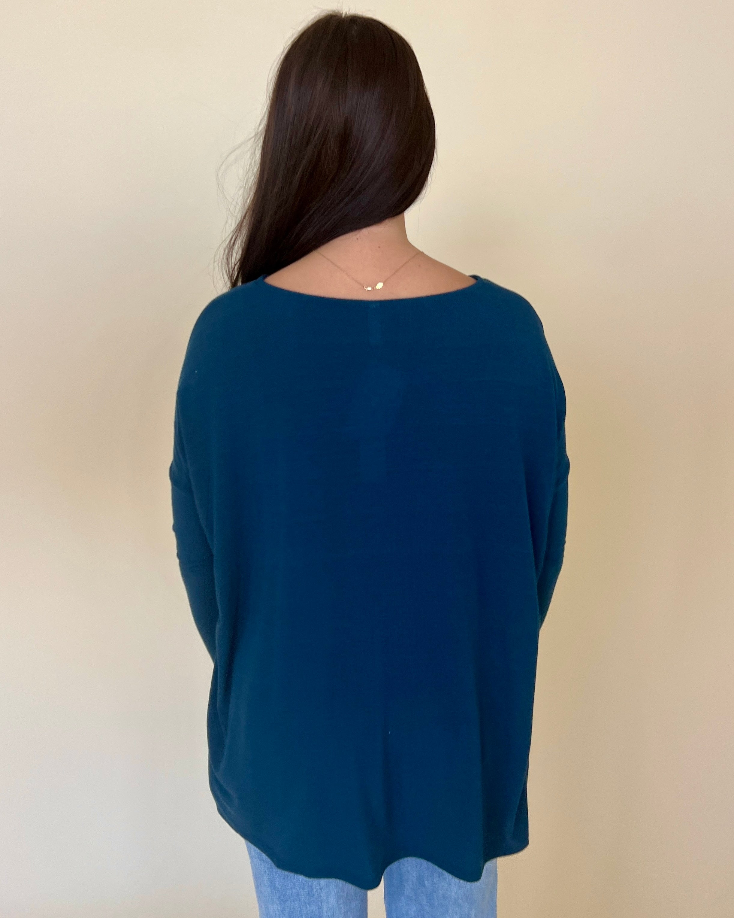 Trying Your Best Teal Round Neck Top-Shop-Womens-Boutique-Clothing