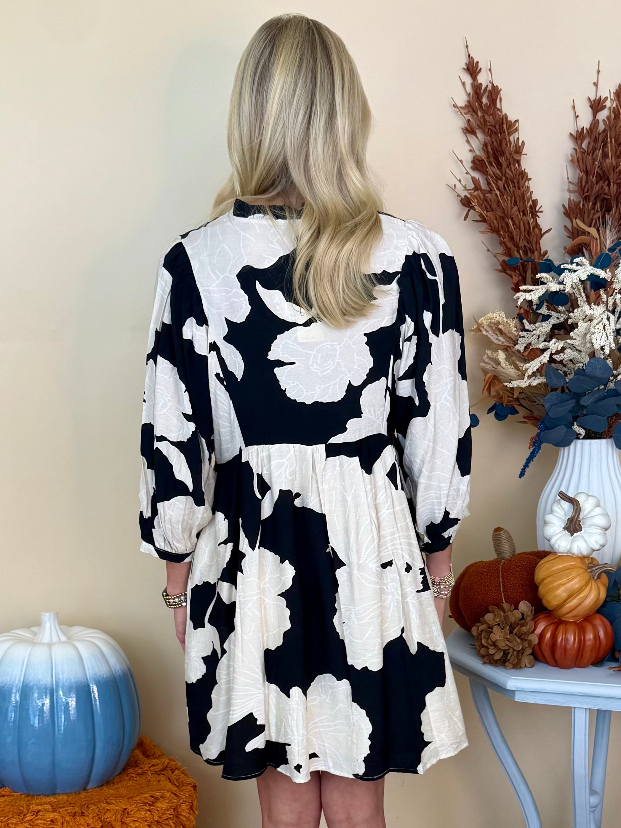My Kind Of Day Black Floral Babydoll Dress-Shop-Womens-Boutique-Clothing