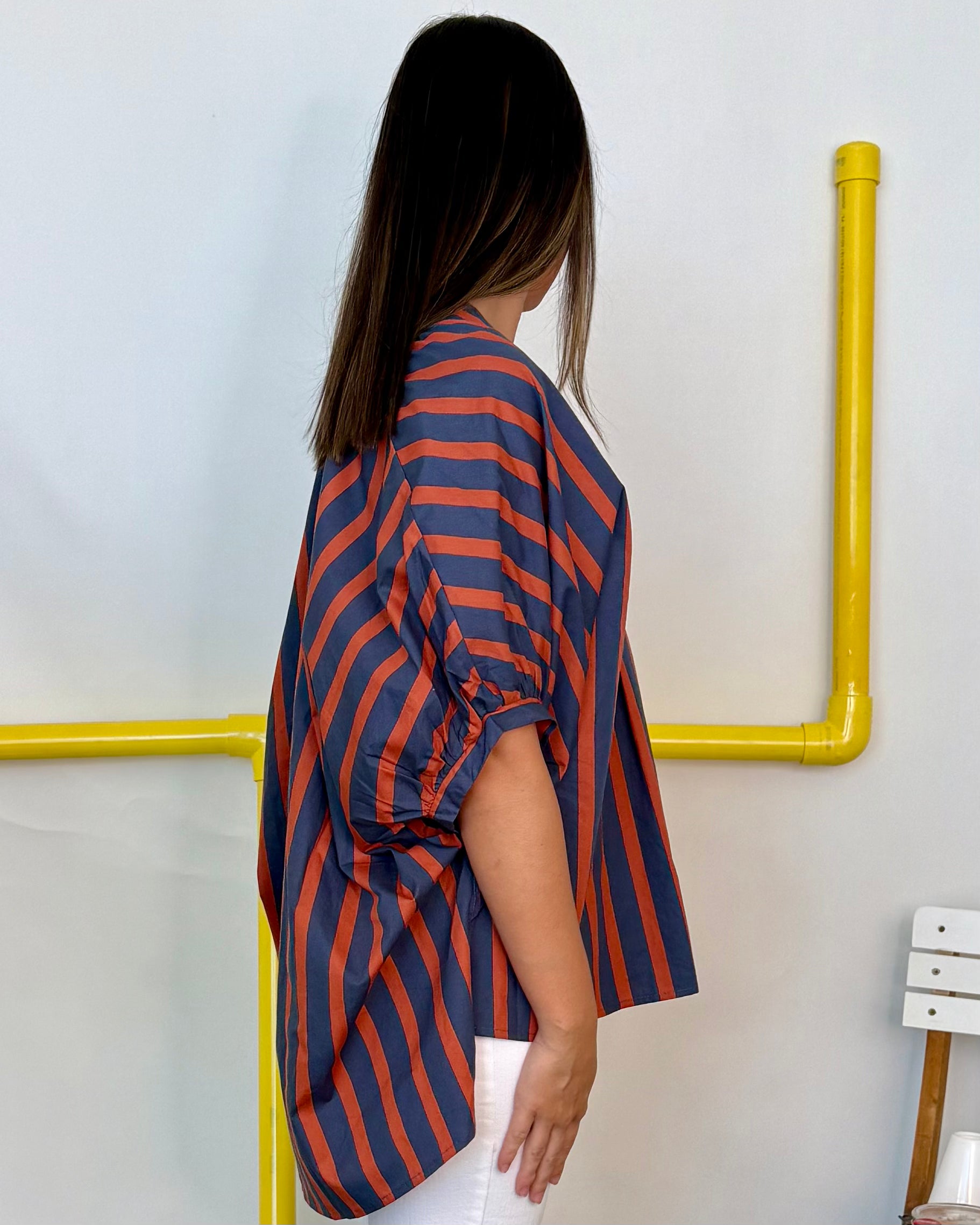 Letters Home Rust Striped Oversized Top-Shop-Womens-Boutique-Clothing