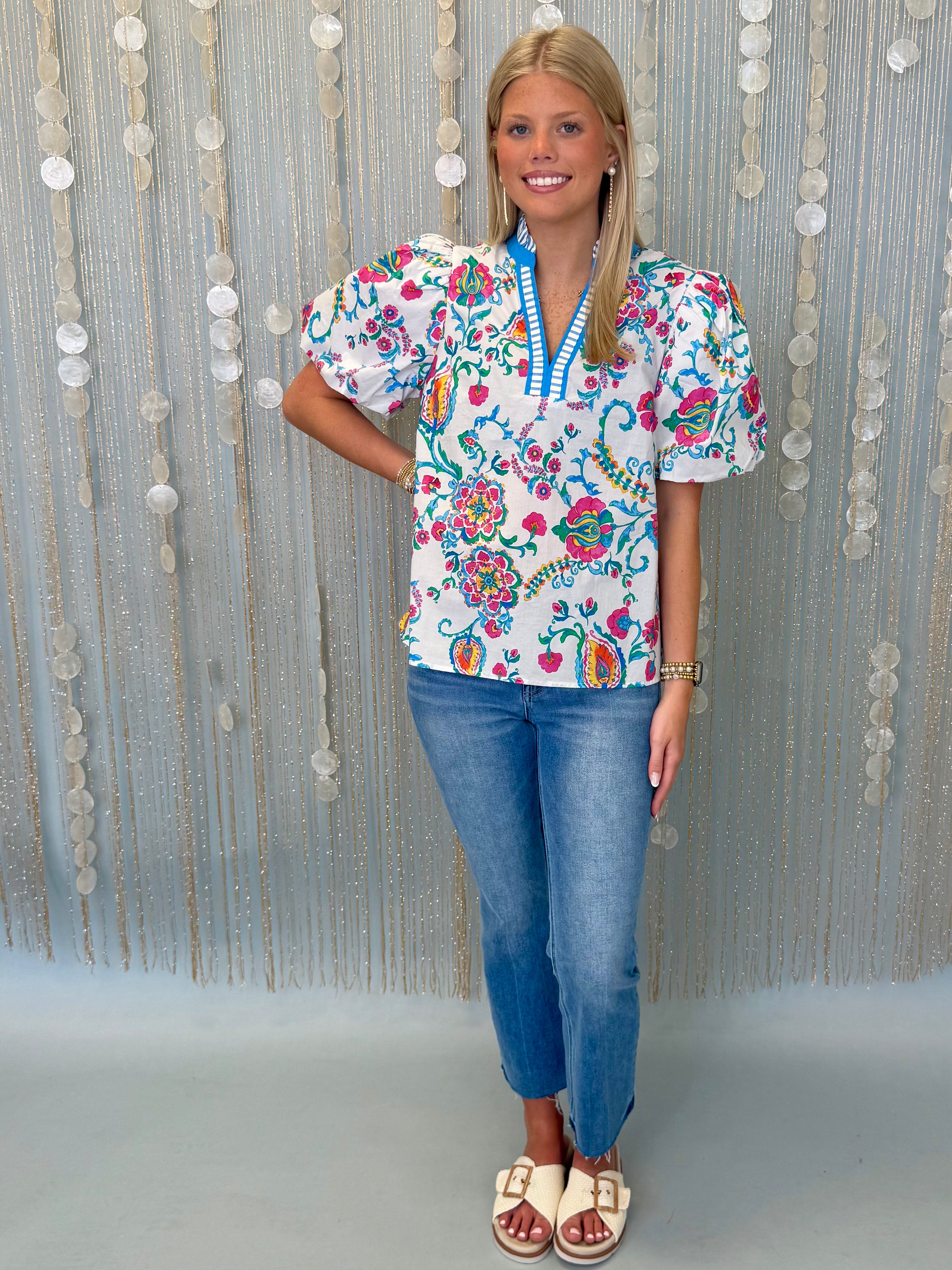Honey Petal Ivory Print Top-Shop-Womens-Boutique-Clothing