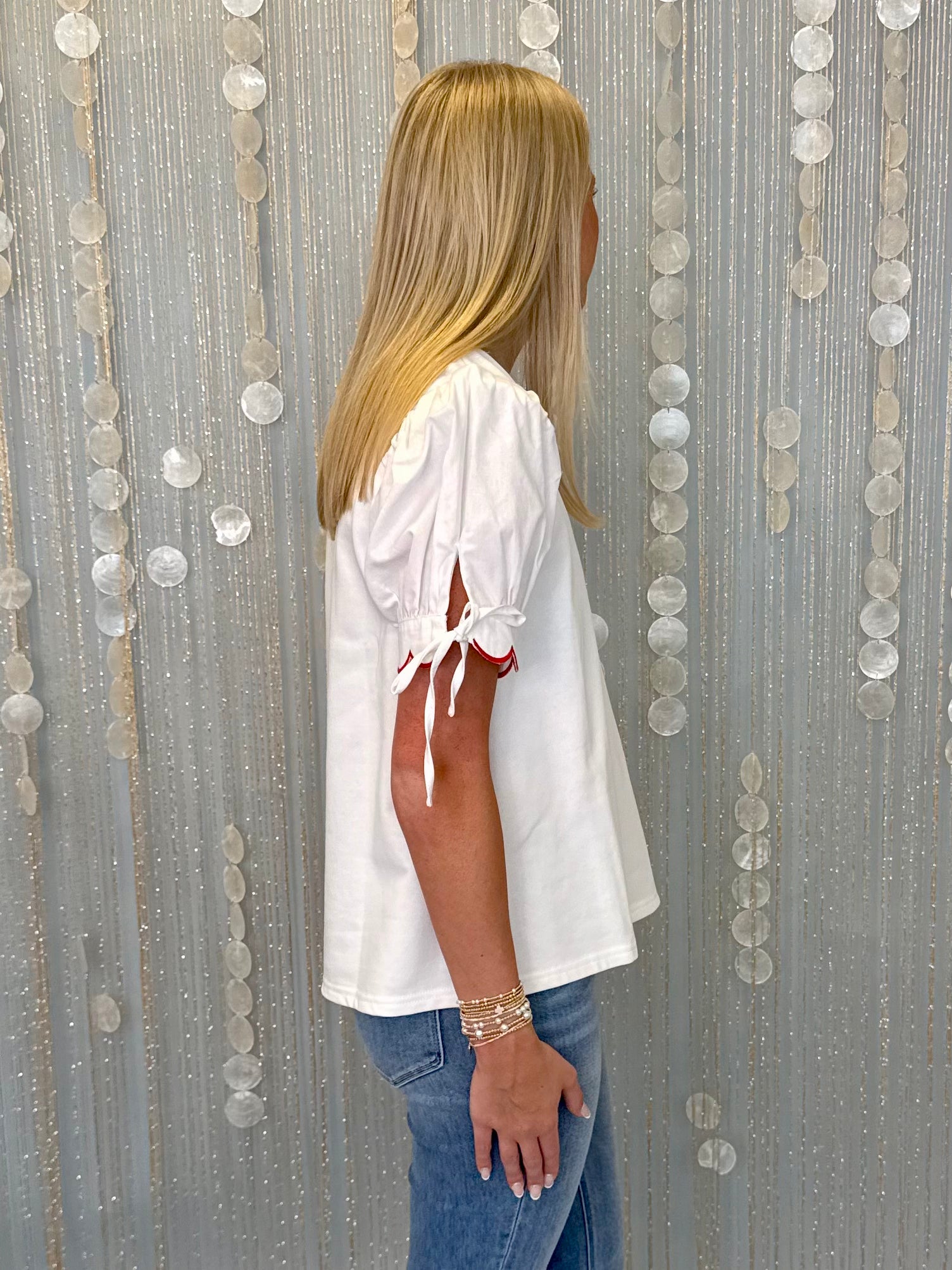 Plain and Simple Off White V Neck Scalloped Top-Shop-Womens-Boutique-Clothing