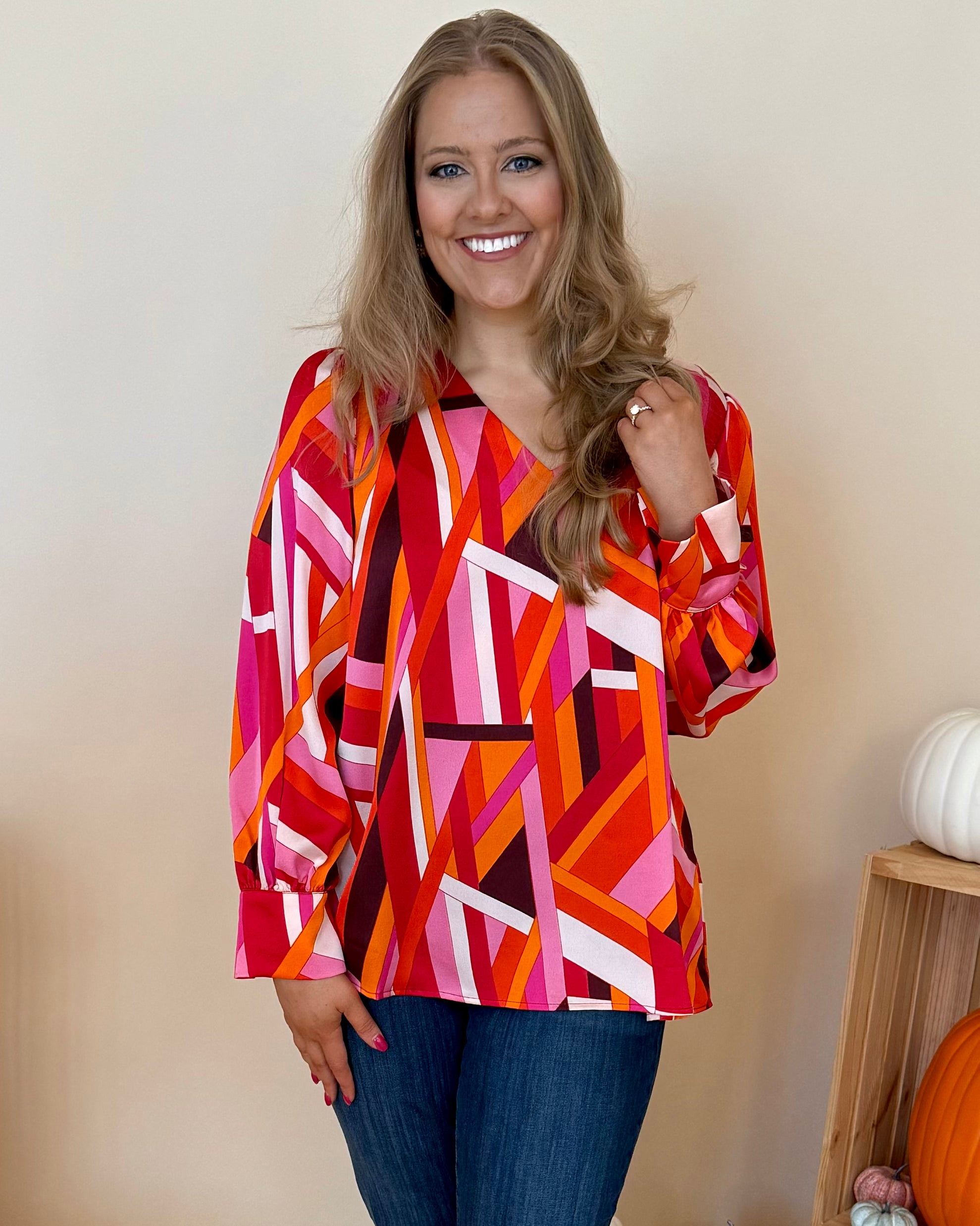 Turn To You Fuchsia Mix Plus Abstract Top-Shop-Womens-Boutique-Clothing