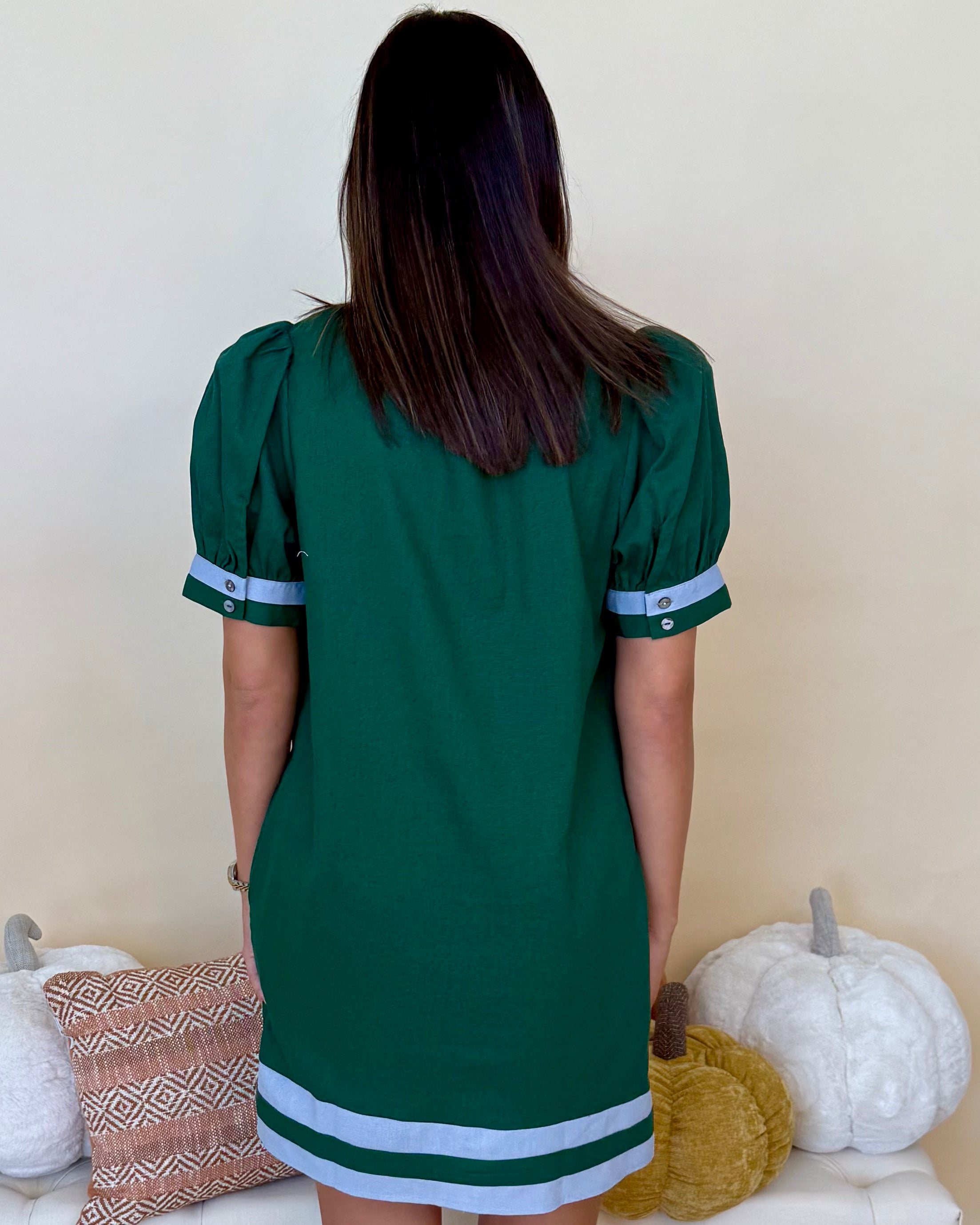 Grow Together H Green Striped Linen Dress-Shop-Womens-Boutique-Clothing