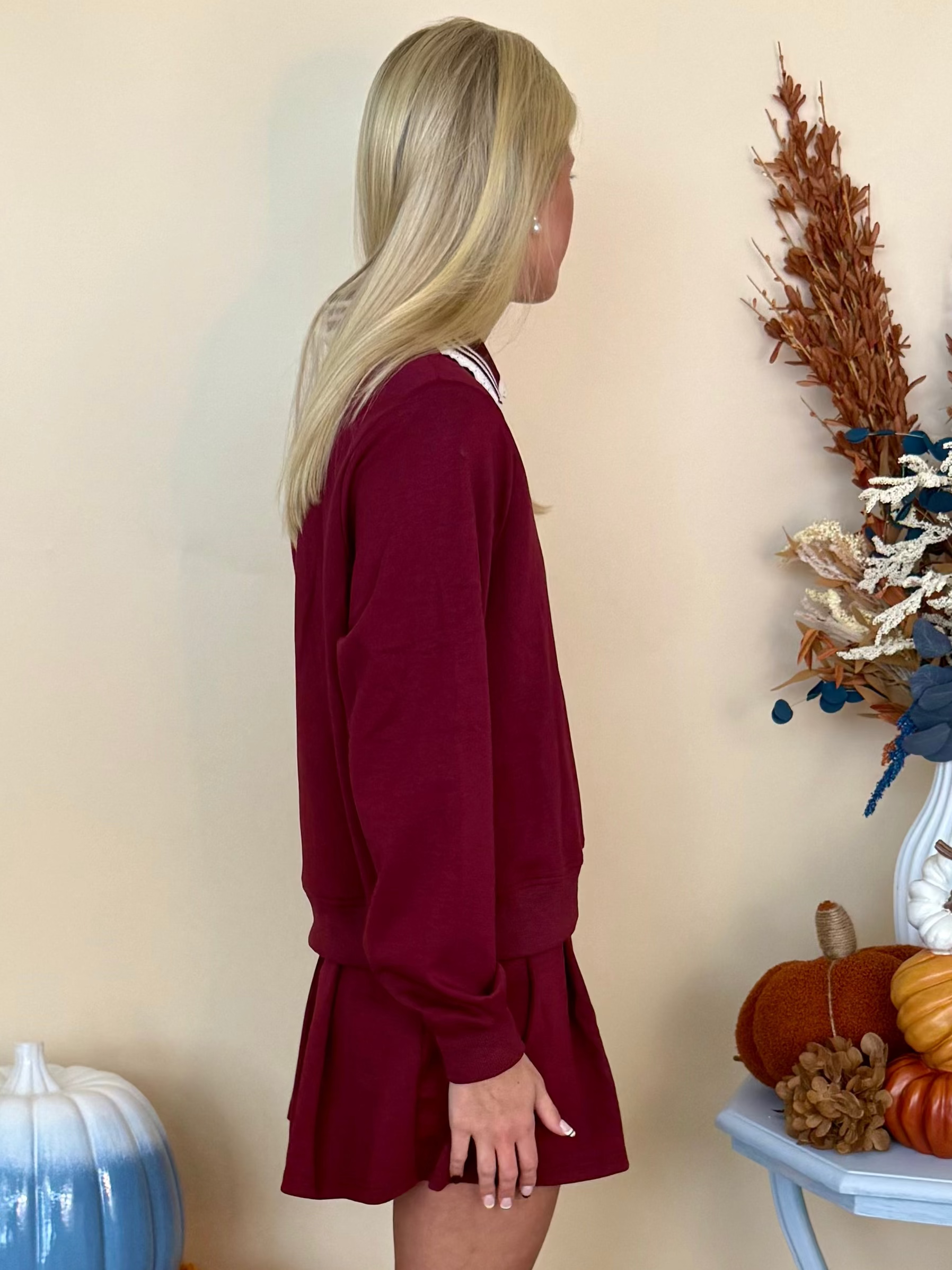 Sweet Details Wine French Terry Collar Top-Shop-Womens-Boutique-Clothing