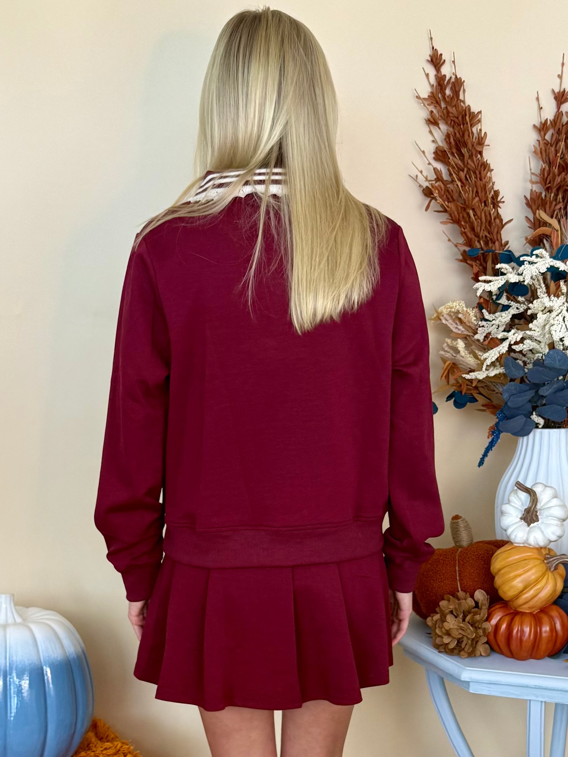 Sweet Details Wine French Terry Collar Top-Shop-Womens-Boutique-Clothing