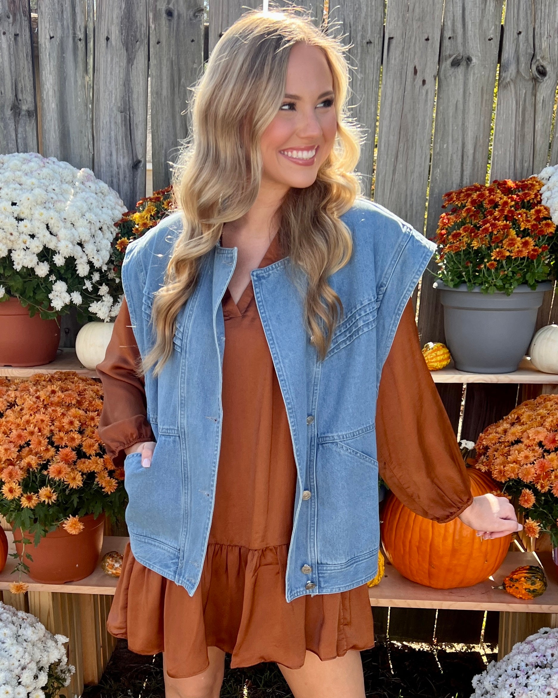 Seen It All Denim Blue Oversized Vest-Shop-Womens-Boutique-Clothing