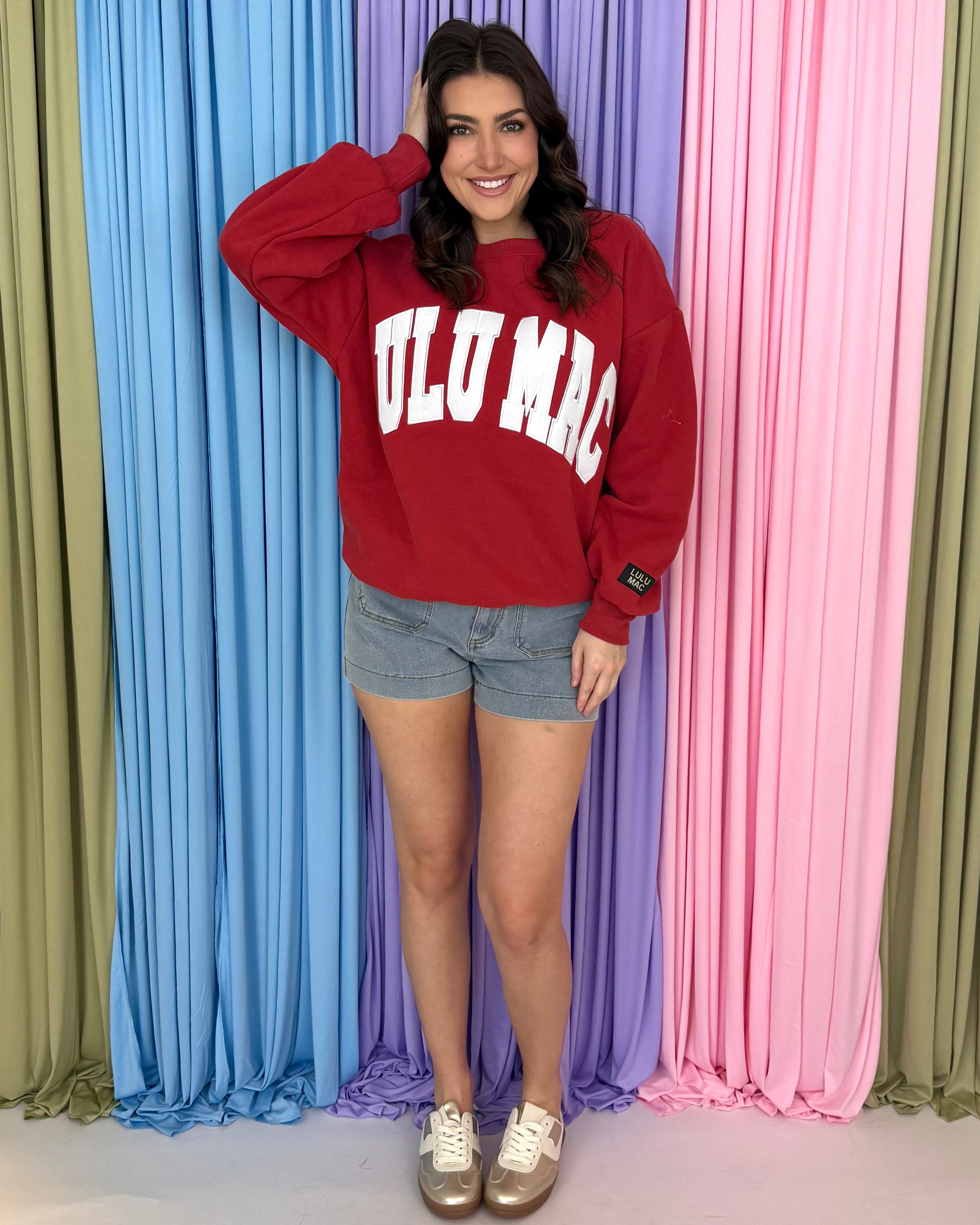 LULU MAC Crimson/White Sweatshirt-Shop-Womens-Boutique-Clothing