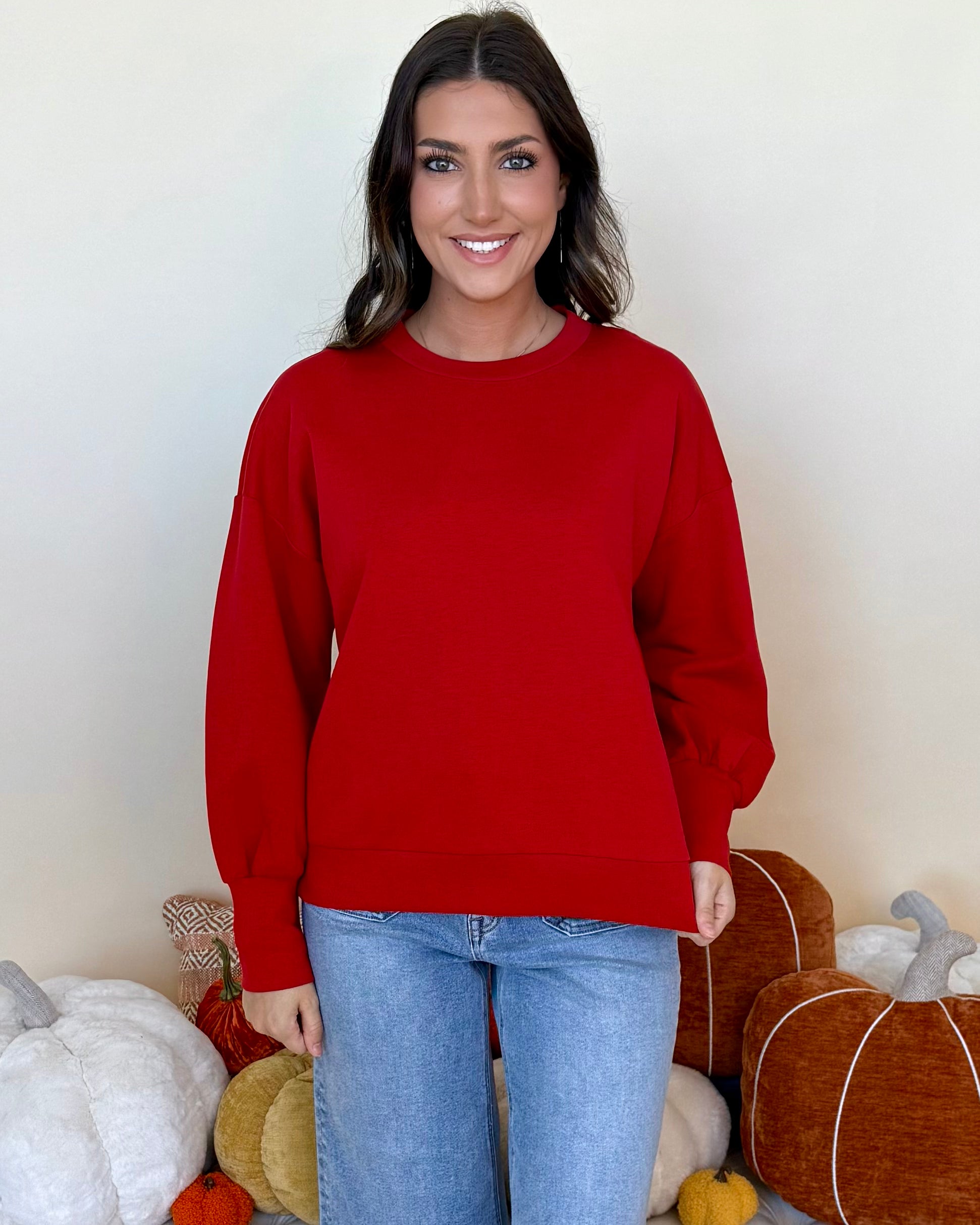 All The Help Red Wide Cuff Top-Shop-Womens-Boutique-Clothing
