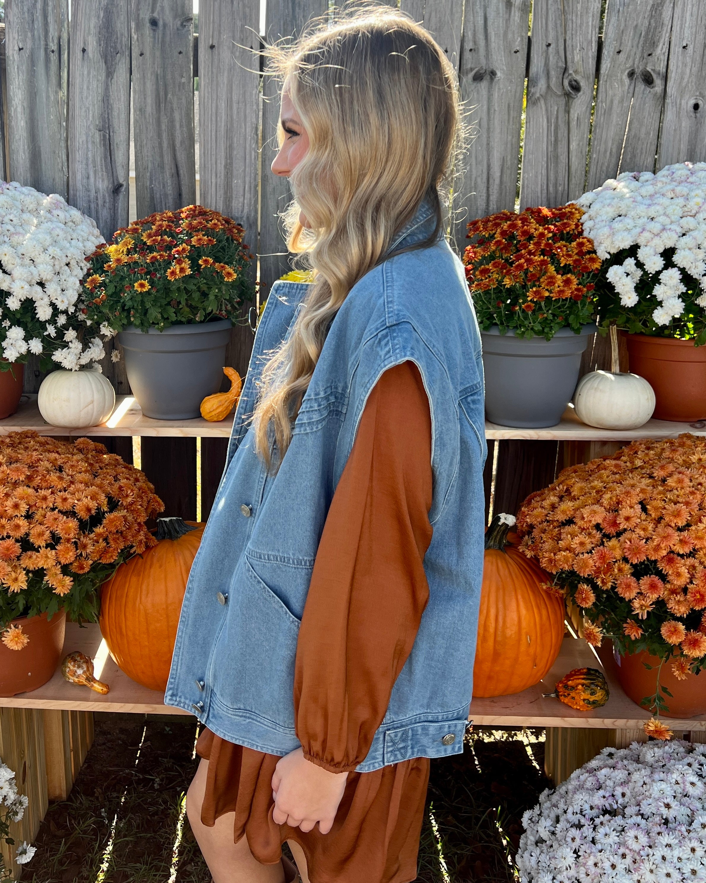 Seen It All Denim Blue Oversized Vest-Shop-Womens-Boutique-Clothing