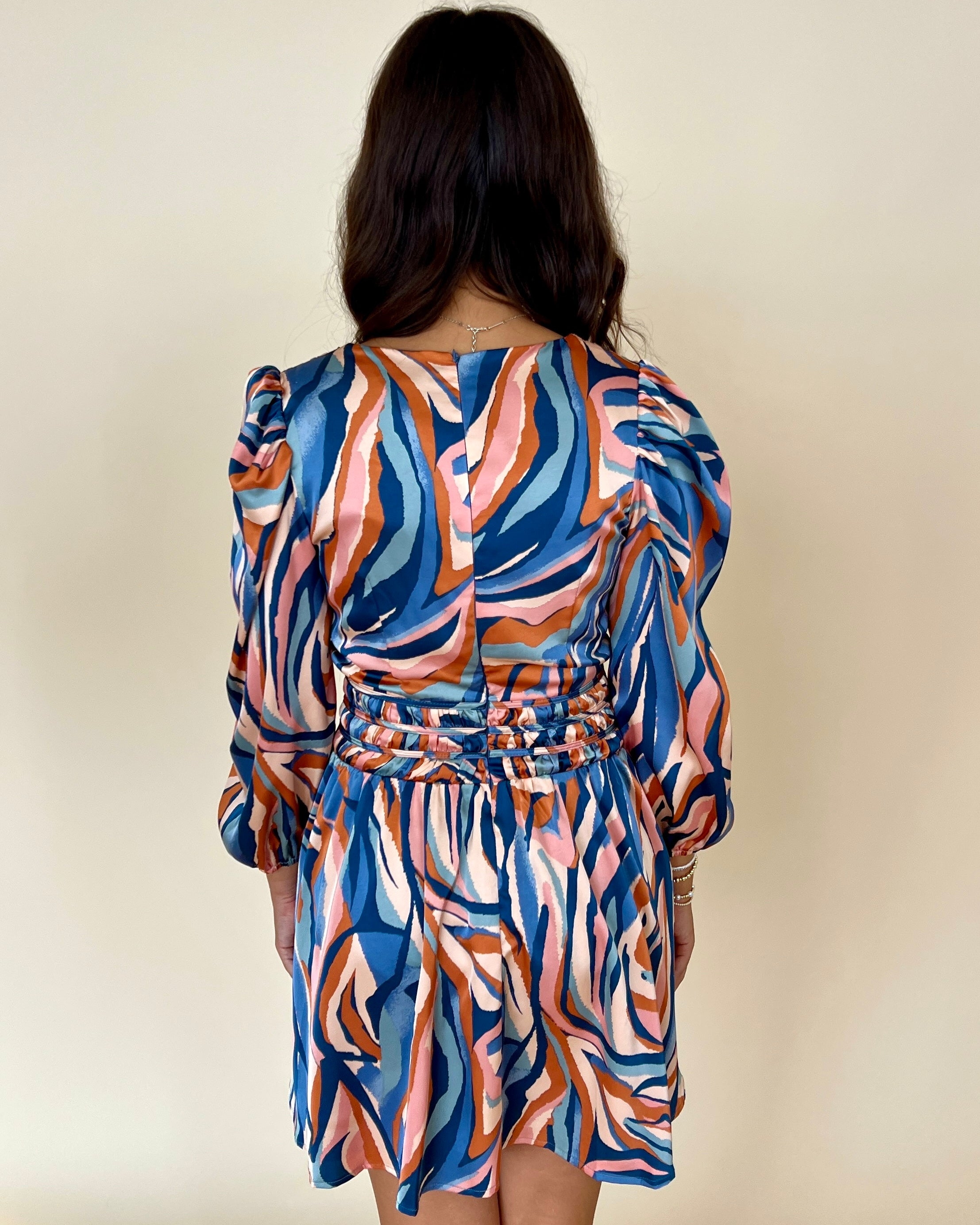 Second Take Blue Zebra Print Dress-Shop-Womens-Boutique-Clothing