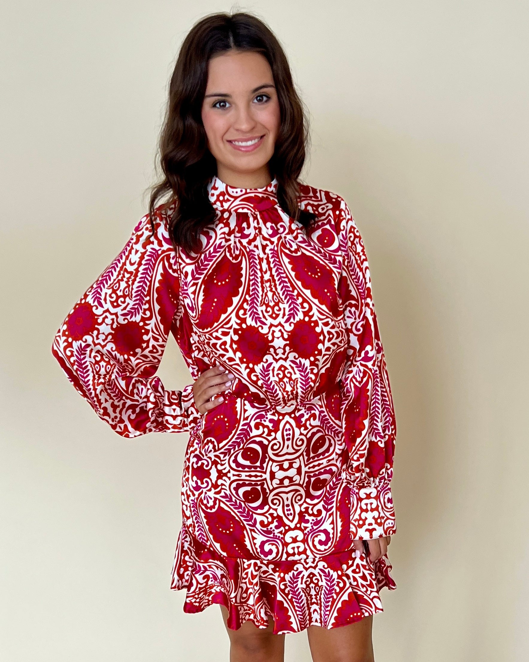Friendly Smiles Magenta Paisley Print Dress-Shop-Womens-Boutique-Clothing