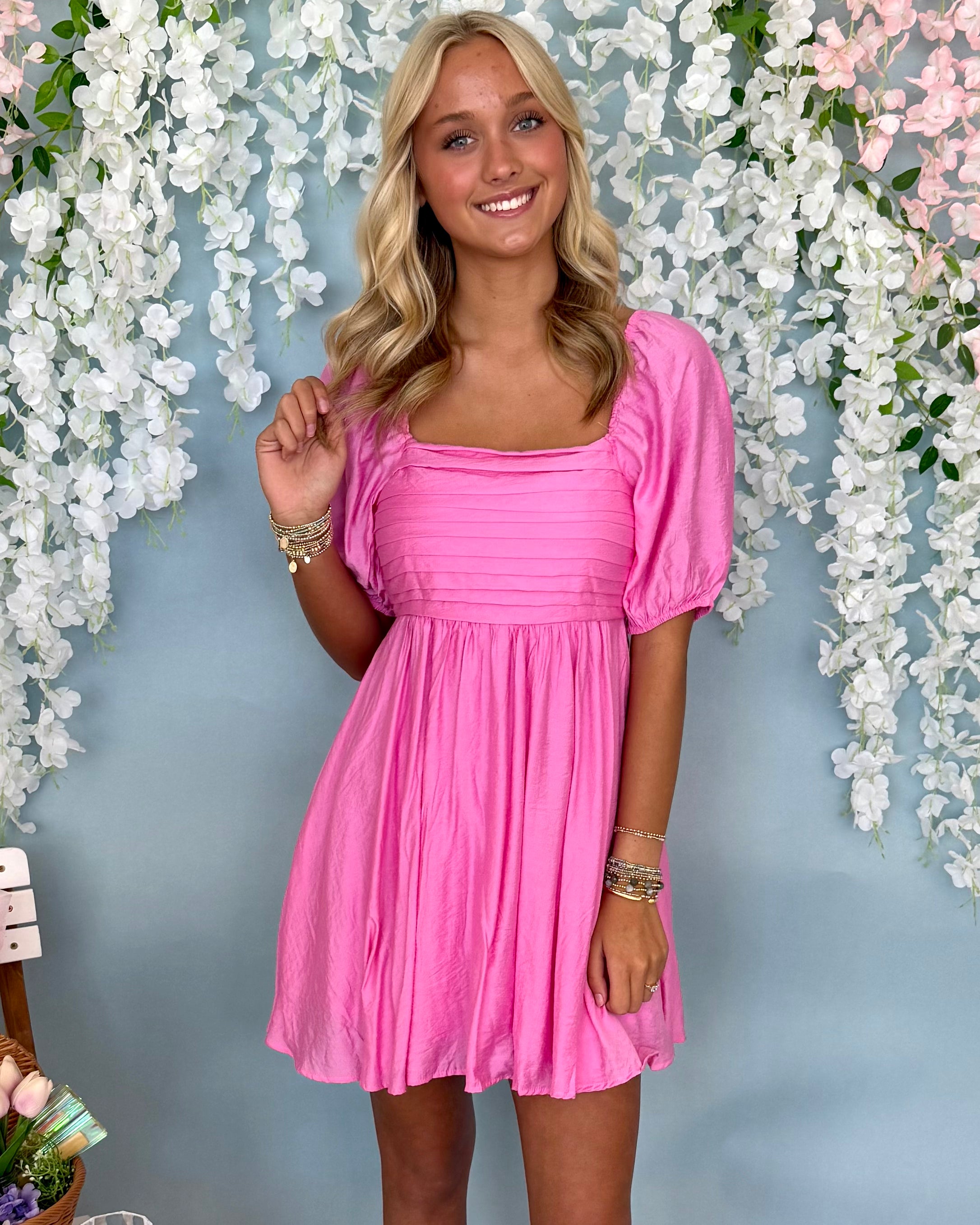 Eyes Meet Pink Pleated Dress-Shop-Womens-Boutique-Clothing