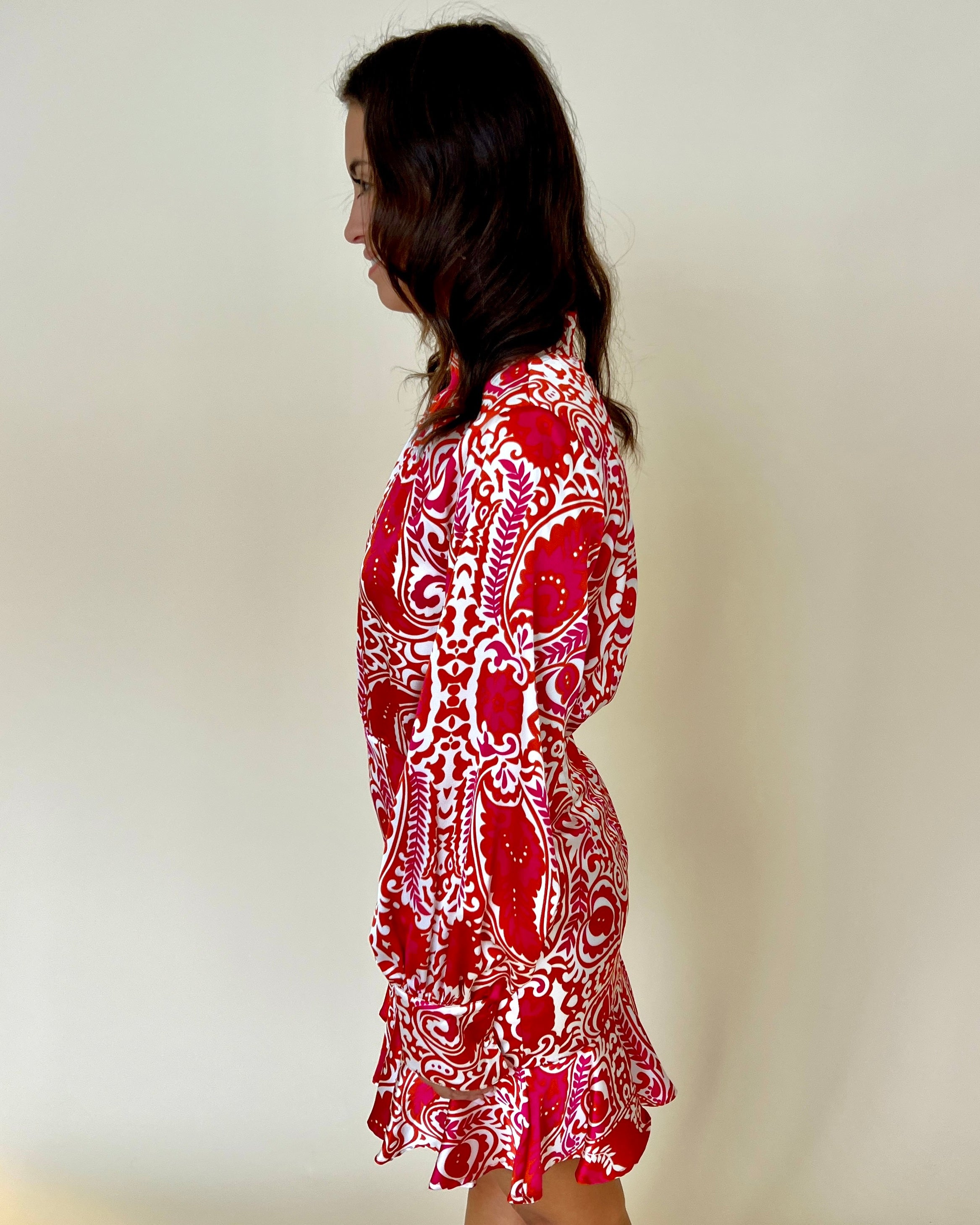 Friendly Smiles Magenta Paisley Print Dress-Shop-Womens-Boutique-Clothing