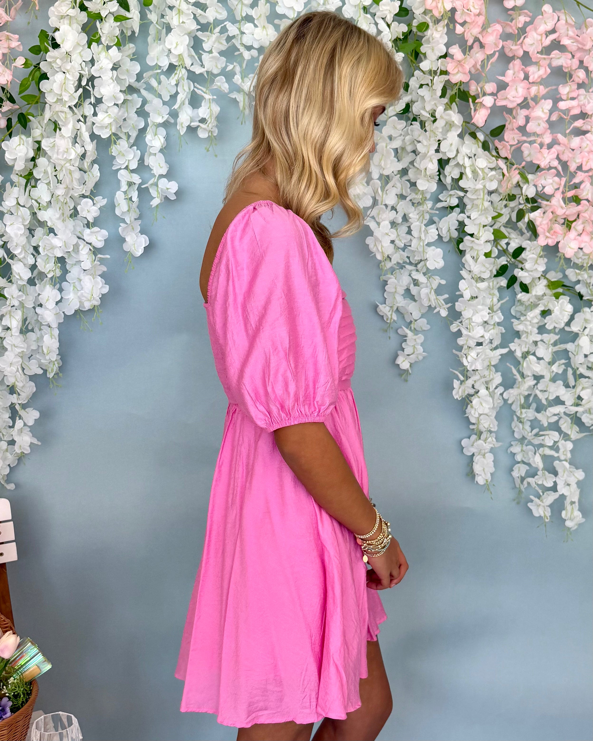 Eyes Meet Pink Pleated Dress-Shop-Womens-Boutique-Clothing