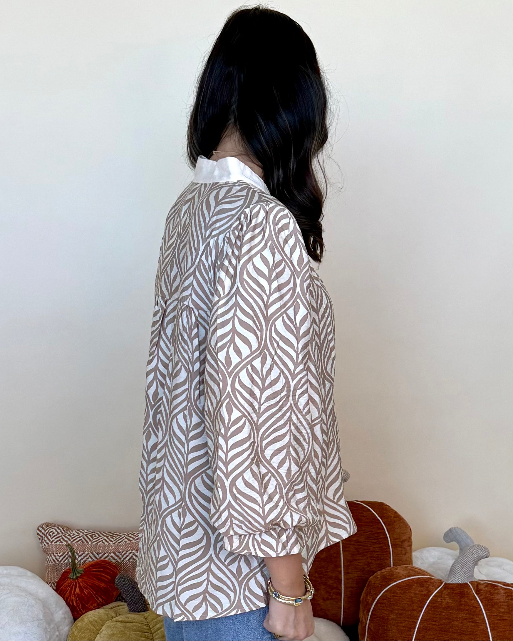 Sweet Perspective Taupe Boho Print Top-Shop-Womens-Boutique-Clothing