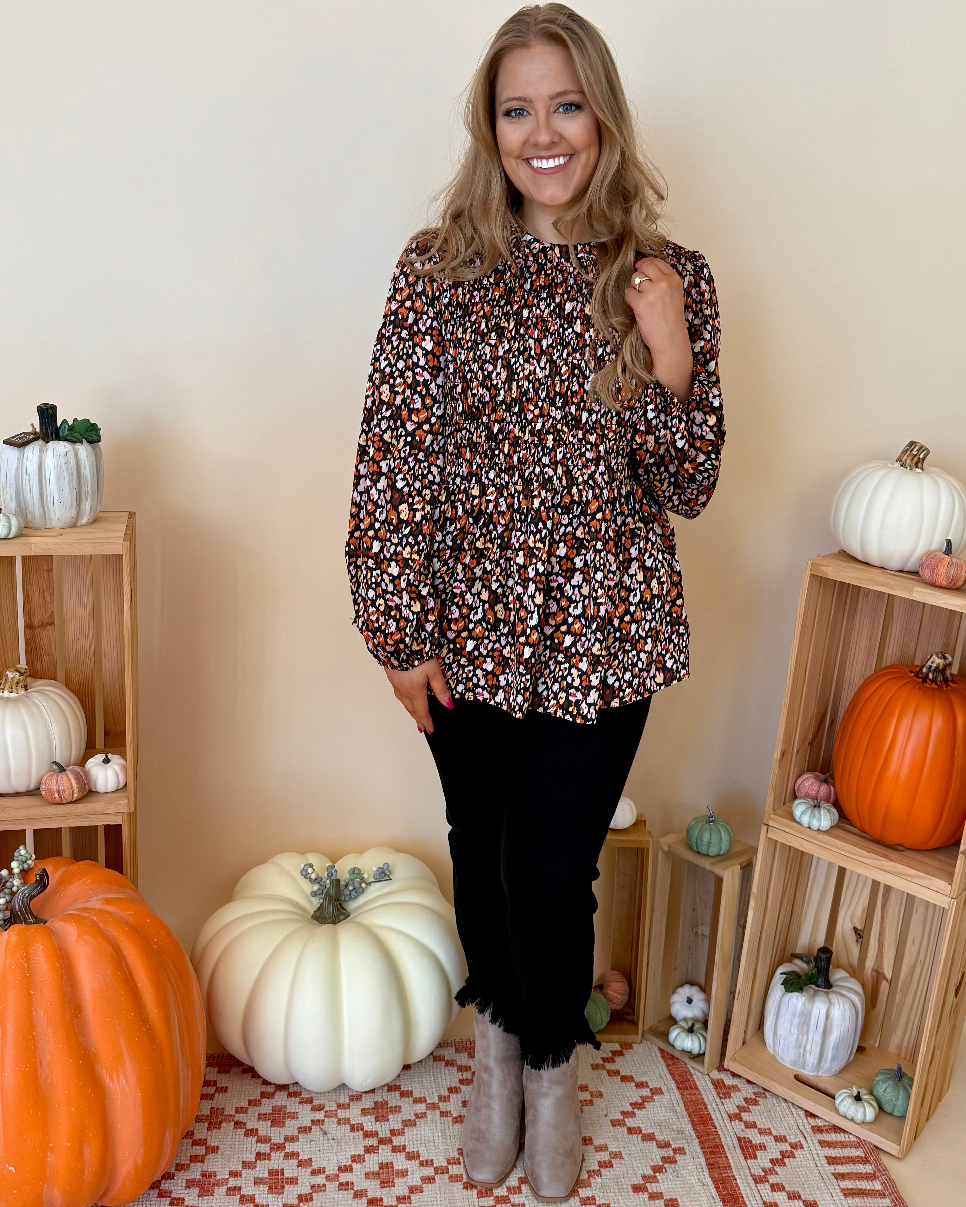 Pure Grace Black Mix Plus Péplum Top-Shop-Womens-Boutique-Clothing