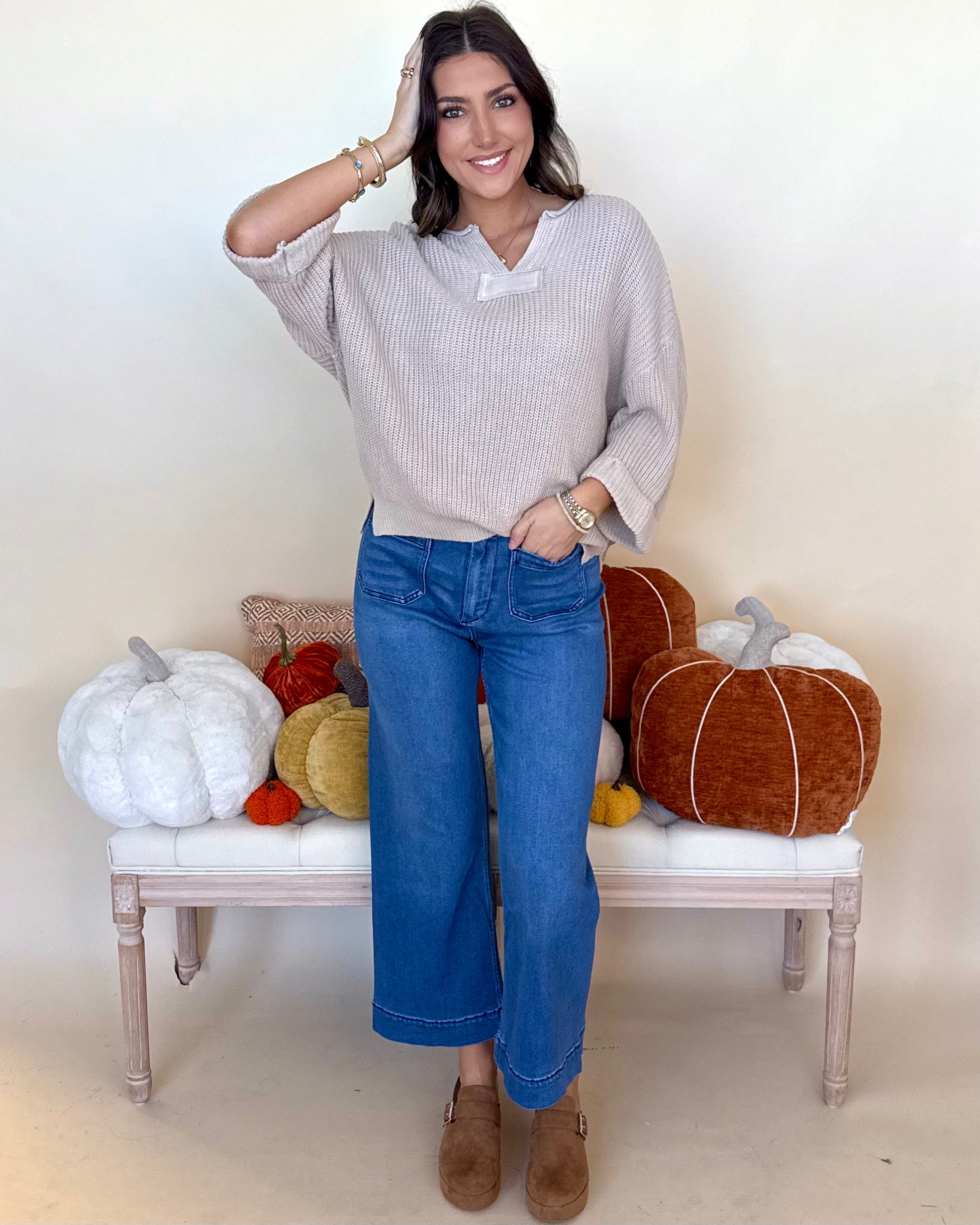 All You Have Ecru V-Neck Sweater-Shop-Womens-Boutique-Clothing