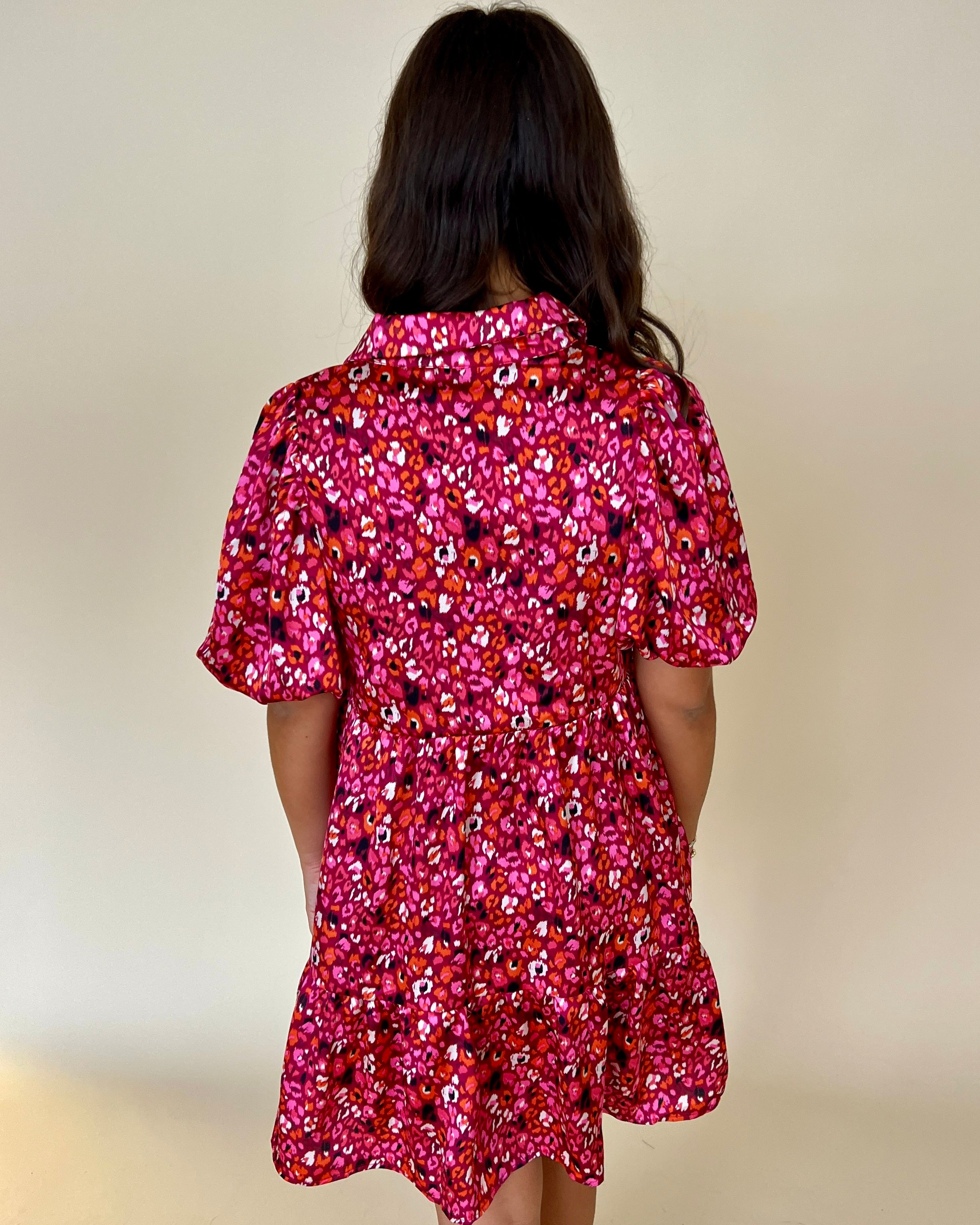 Into The Wild Magenta Printed Collared Dress-Shop-Womens-Boutique-Clothing