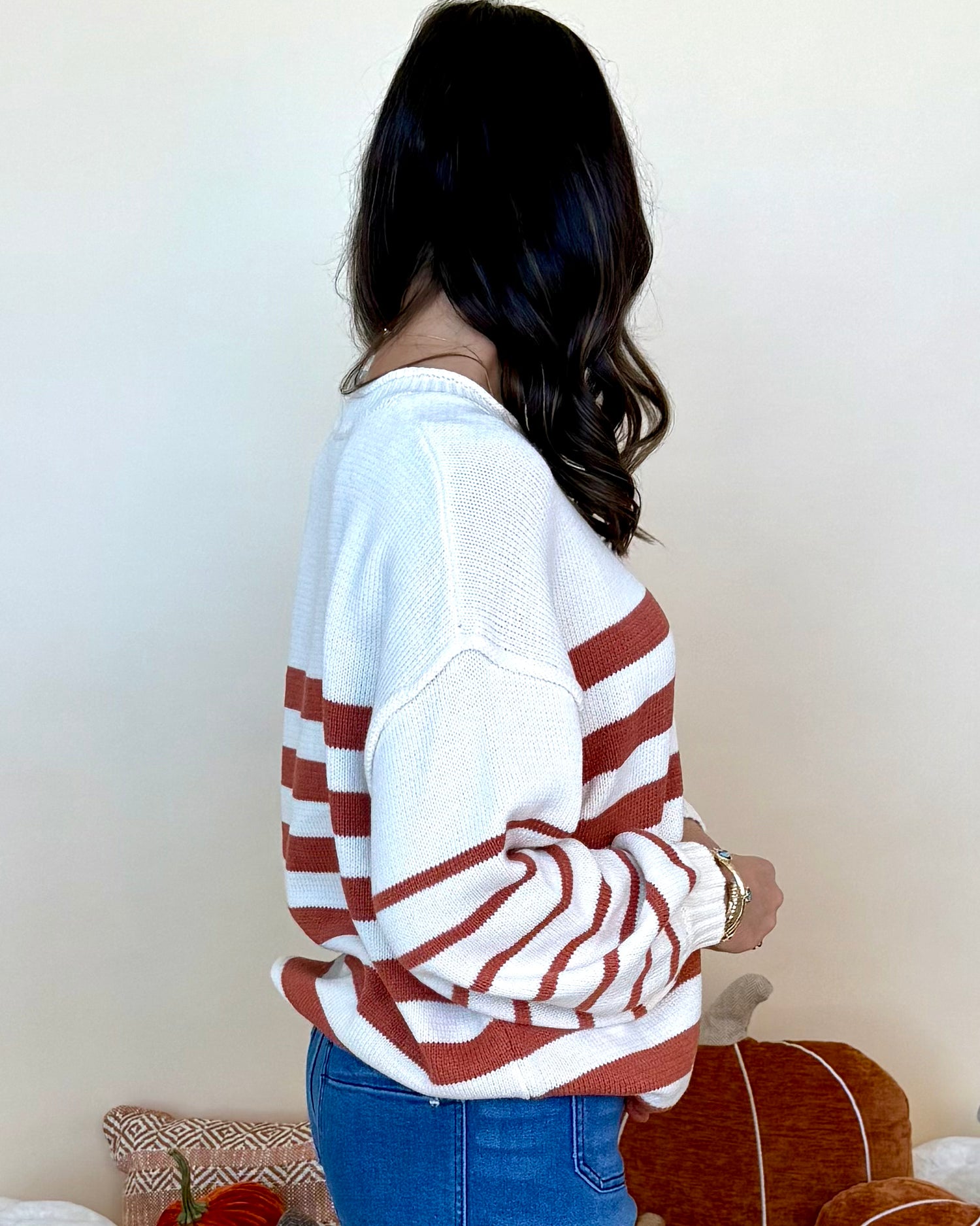 Choosing Happiness Cinnamon Striped Sweater-Shop-Womens-Boutique-Clothing