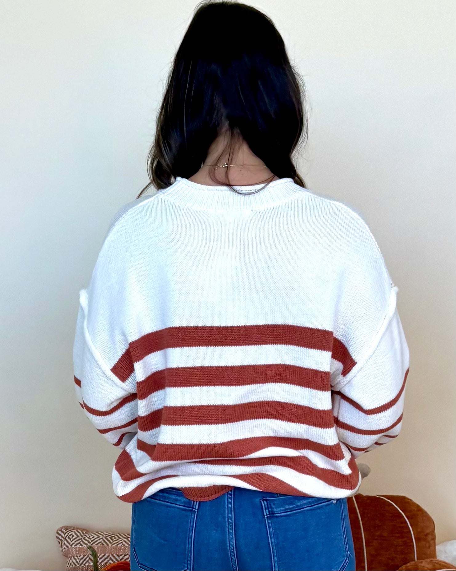 Choosing Happiness Cinnamon Striped Sweater-Shop-Womens-Boutique-Clothing