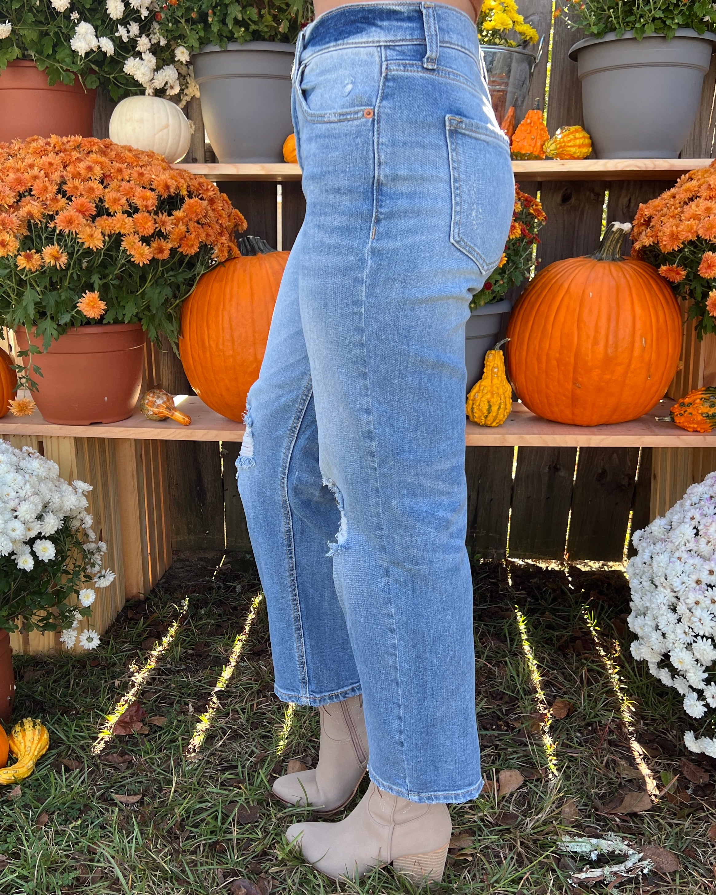 Lost Upstate Medium Light High Rise Slim Straight Crop Jeans-Shop-Womens-Boutique-Clothing