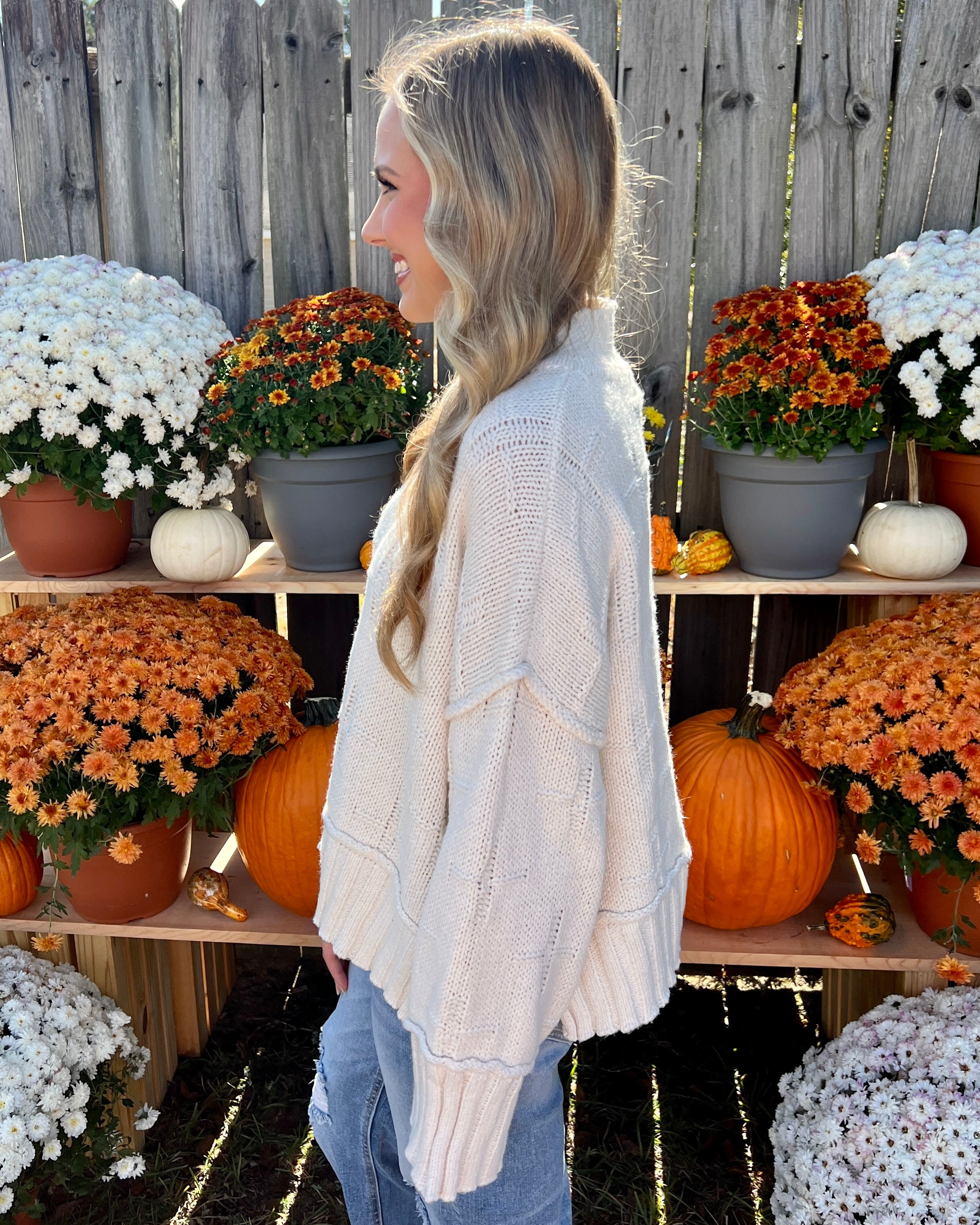 Stay On Off White Design Knitted Sweater-Shop-Womens-Boutique-Clothing