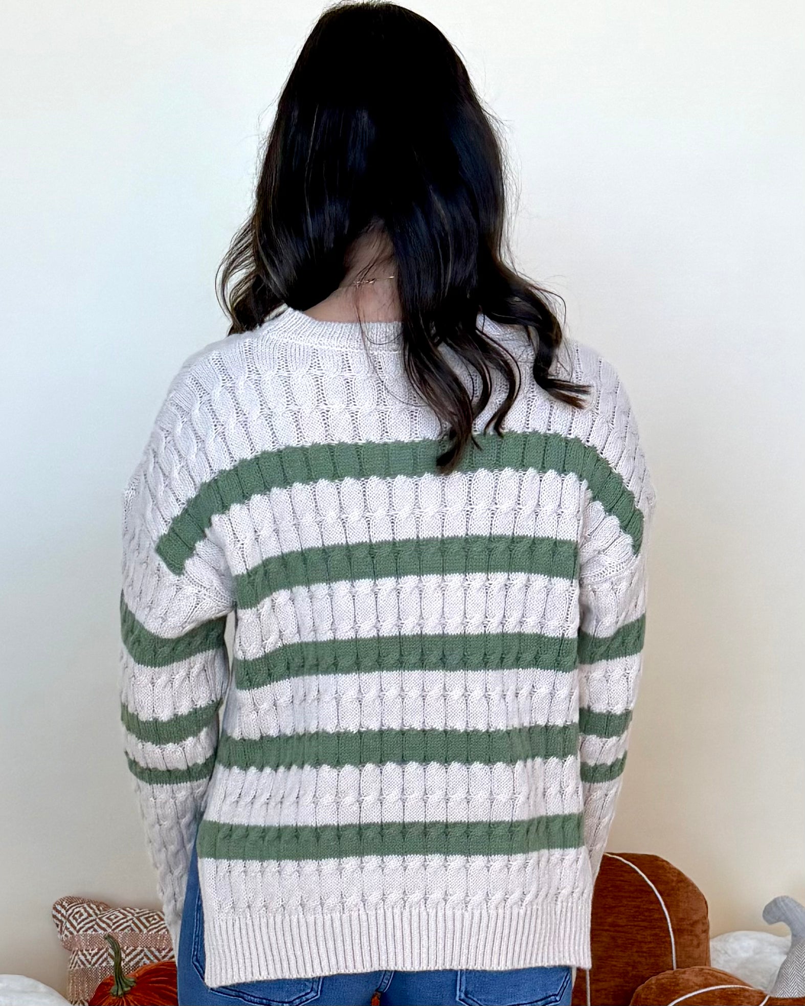 Get Back Oatmeal/Olive Cable Knit Sweater-Shop-Womens-Boutique-Clothing