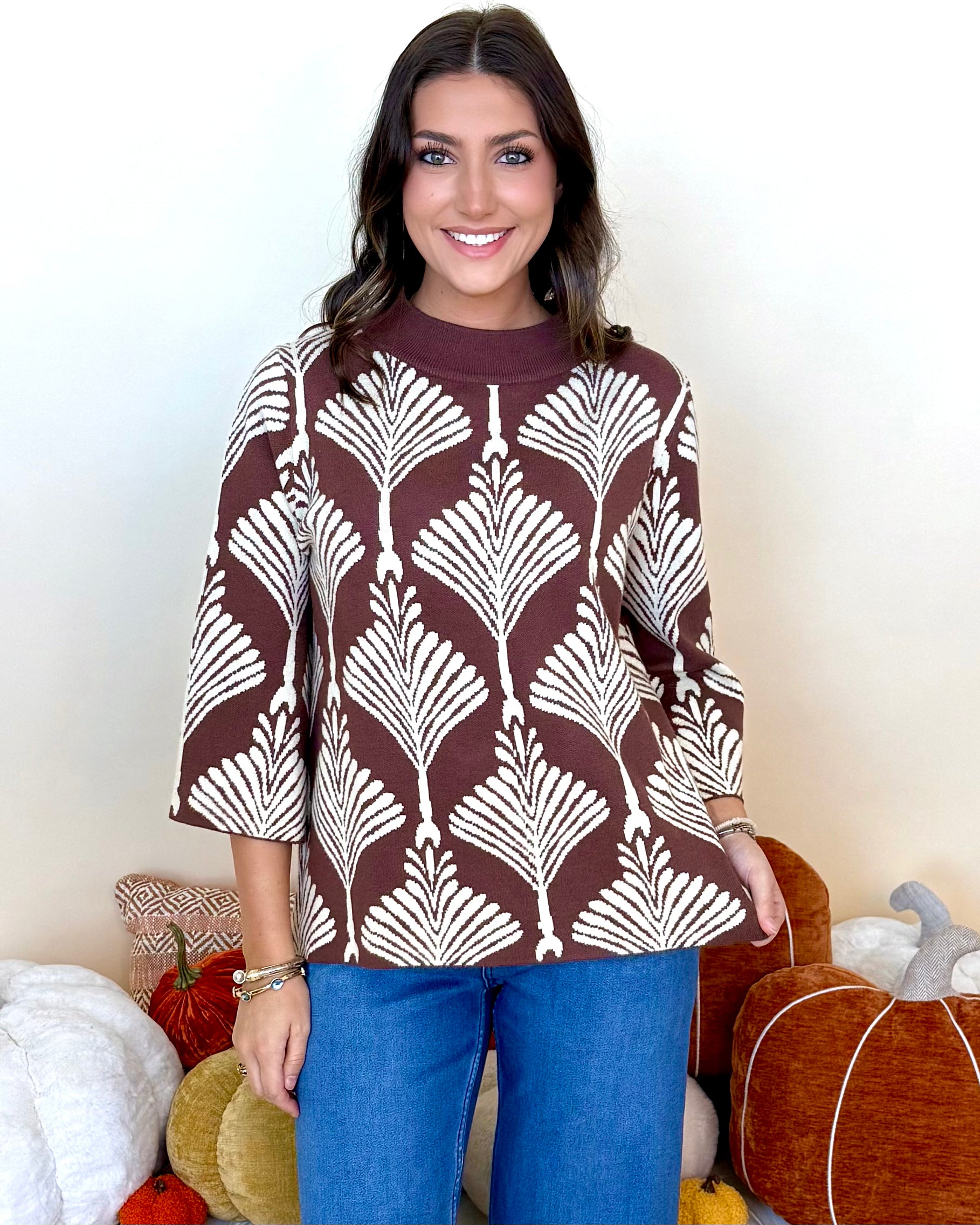 Same Time Brown Abstract Print Sweater-Shop-Womens-Boutique-Clothing