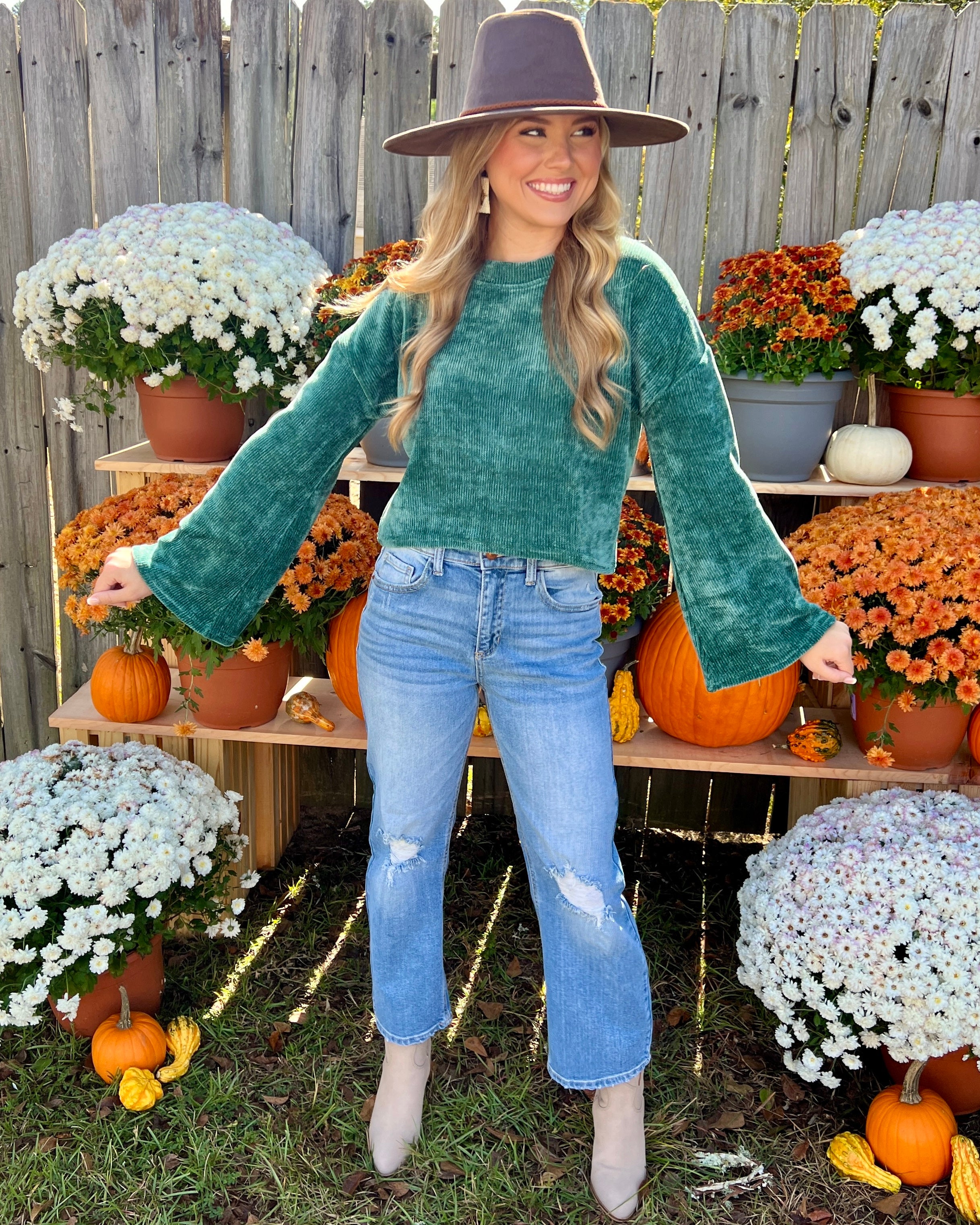 Dreaming Of Green Ribbed Velvet Top-Shop-Womens-Boutique-Clothing