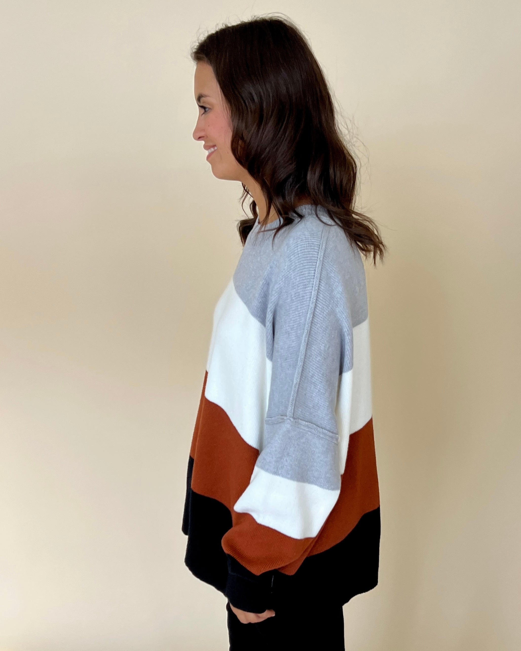 One Last Chance Black Striped Round Neck Sweater-Shop-Womens-Boutique-Clothing