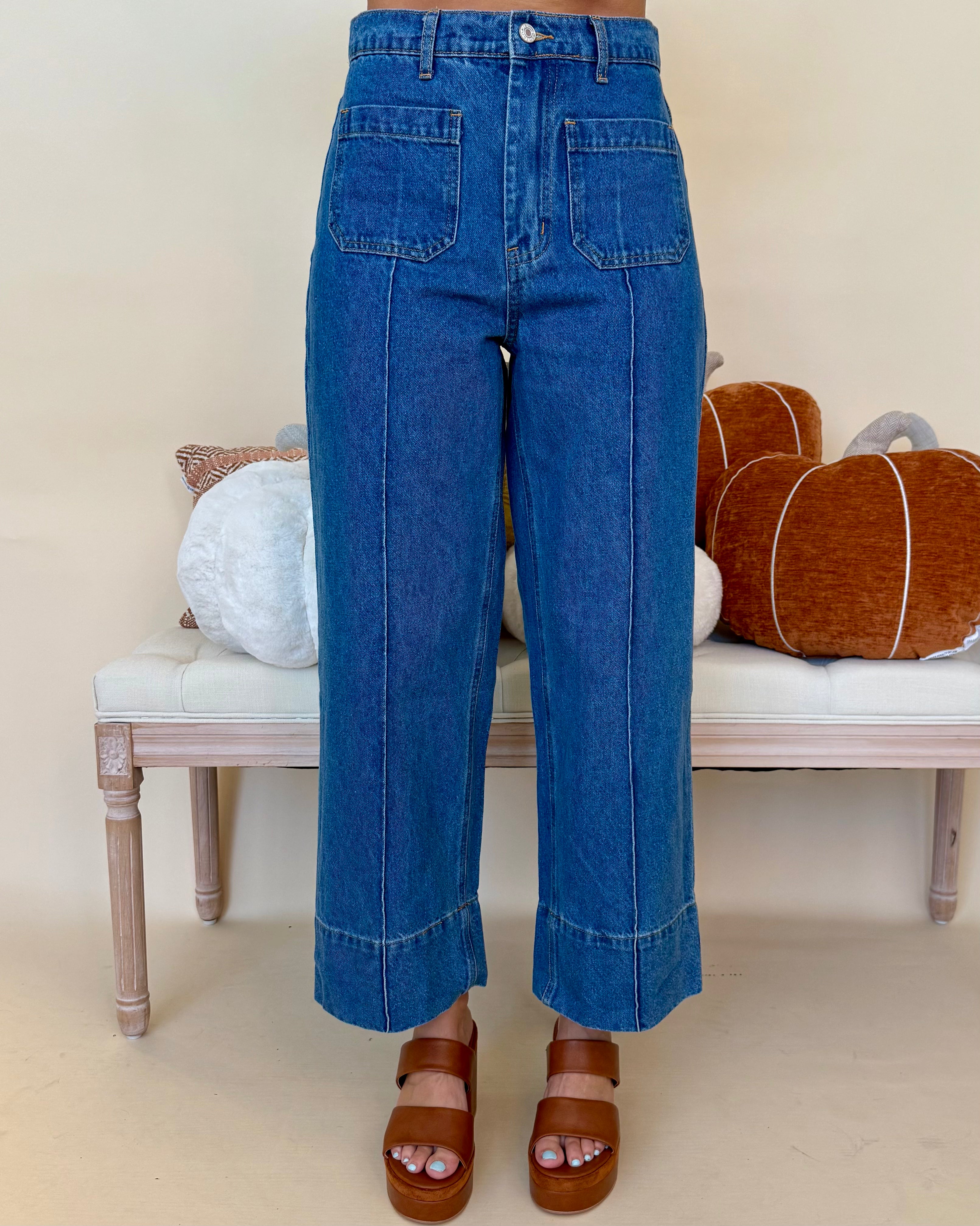 Light As Ever Dk Denim Wide Leg Jeans-Shop-Womens-Boutique-Clothing