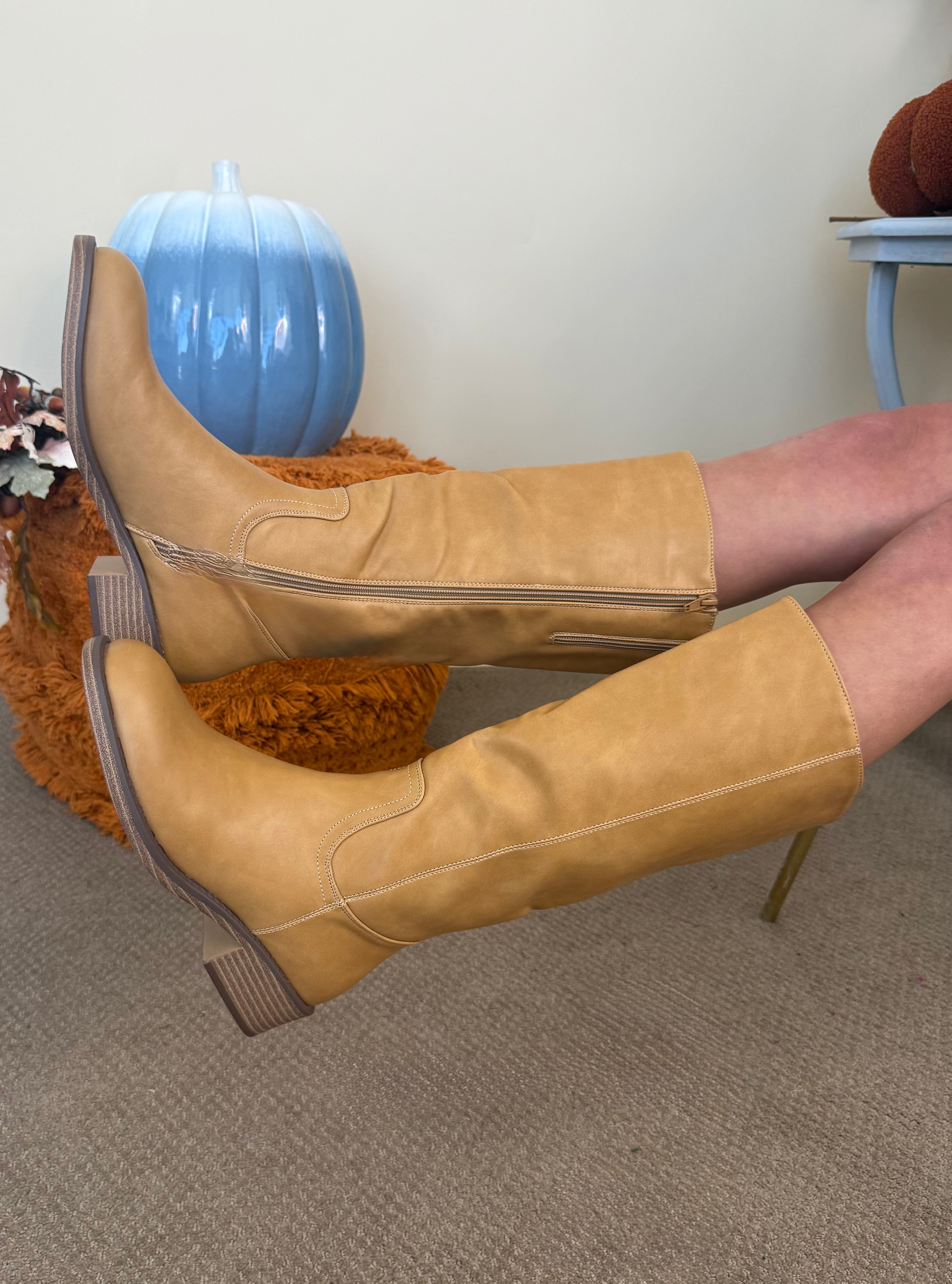 Naomi Camel Square Toe Knee High Boot-Shop-Womens-Boutique-Clothing