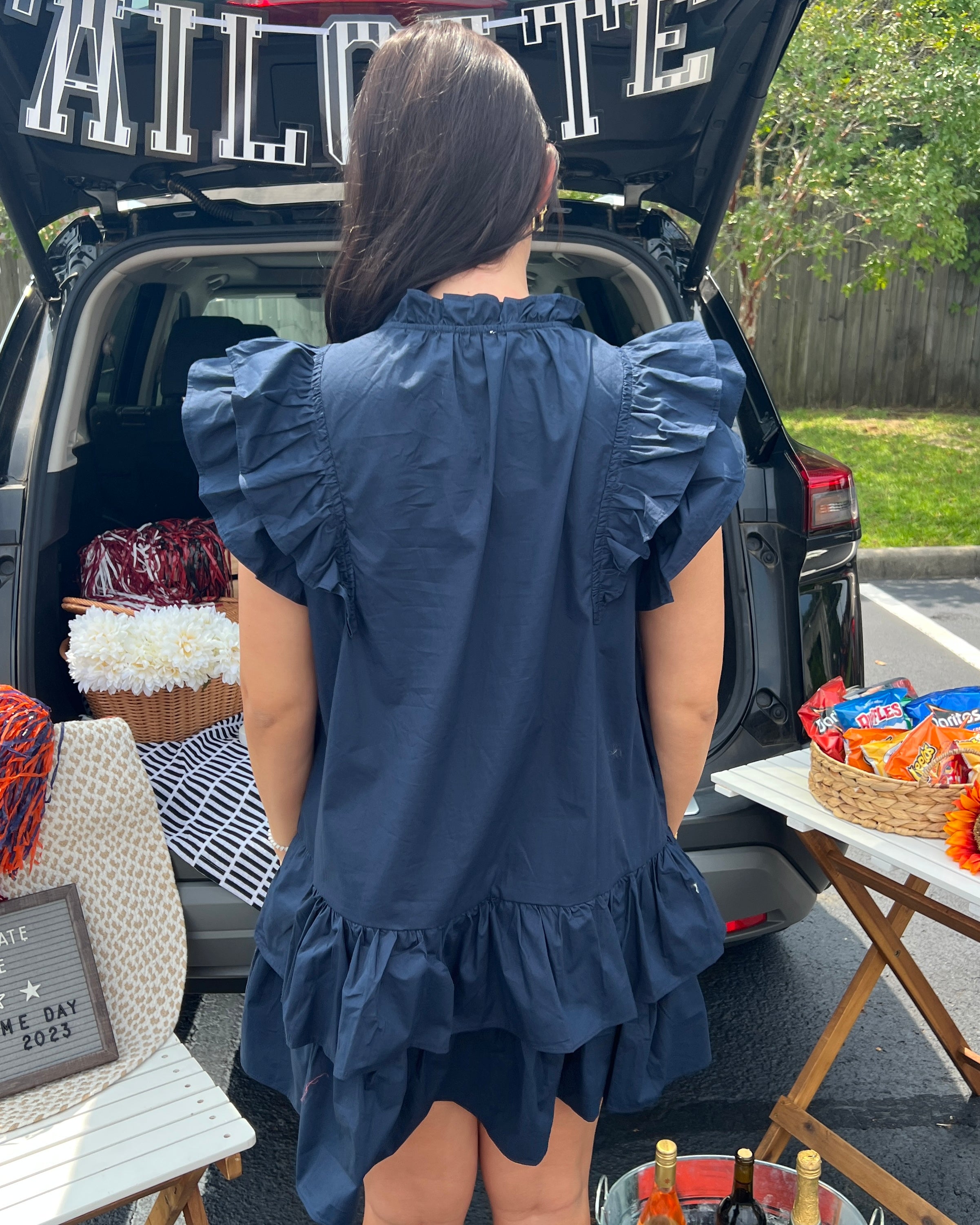 Winning Team Navy Star Sequins Tiered Dress-Shop-Womens-Boutique-Clothing