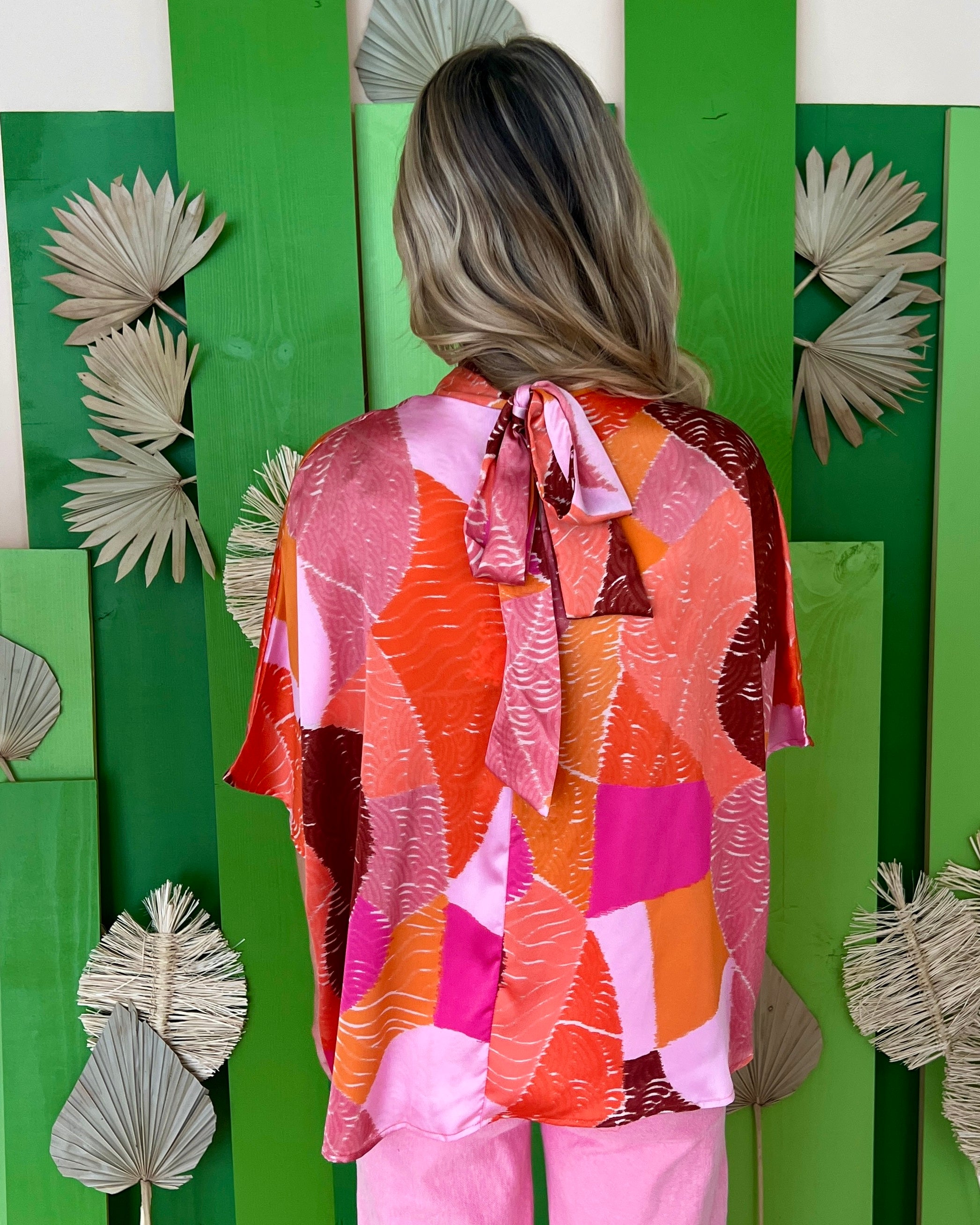 Set Up Orange Pink Abstract Top-Shop-Womens-Boutique-Clothing