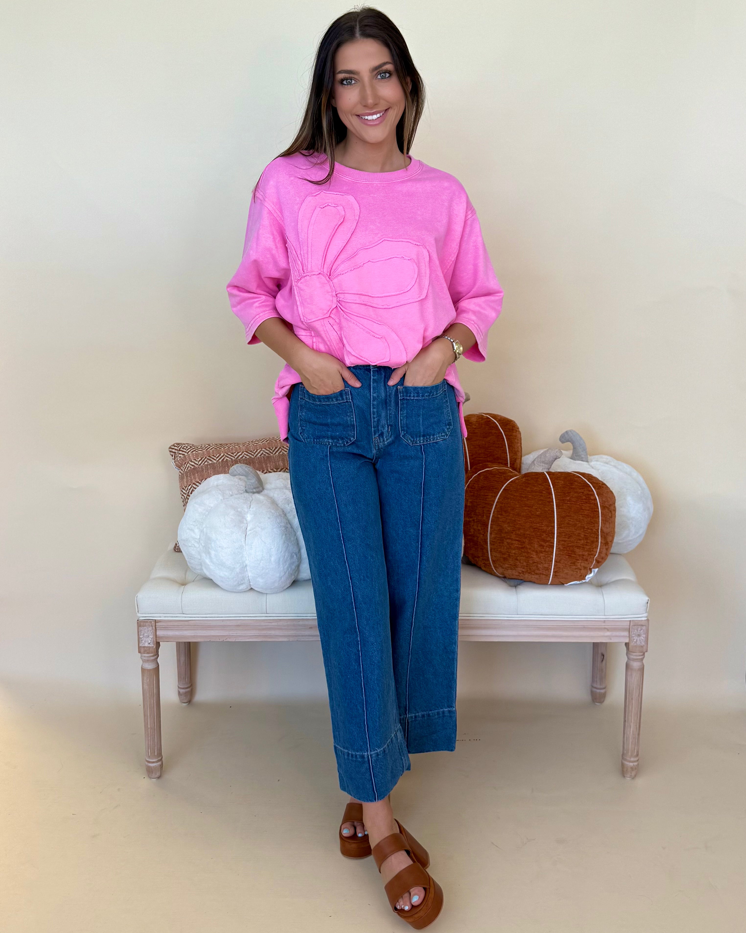 A Glance Pink Flower Top-Shop-Womens-Boutique-Clothing