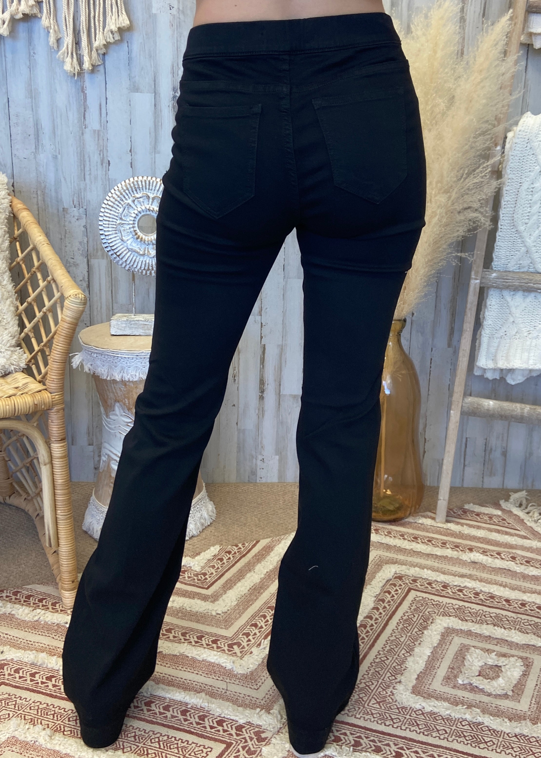 Basic Needs Black Mid Rise Flare Jeans-Shop-Womens-Boutique-Clothing