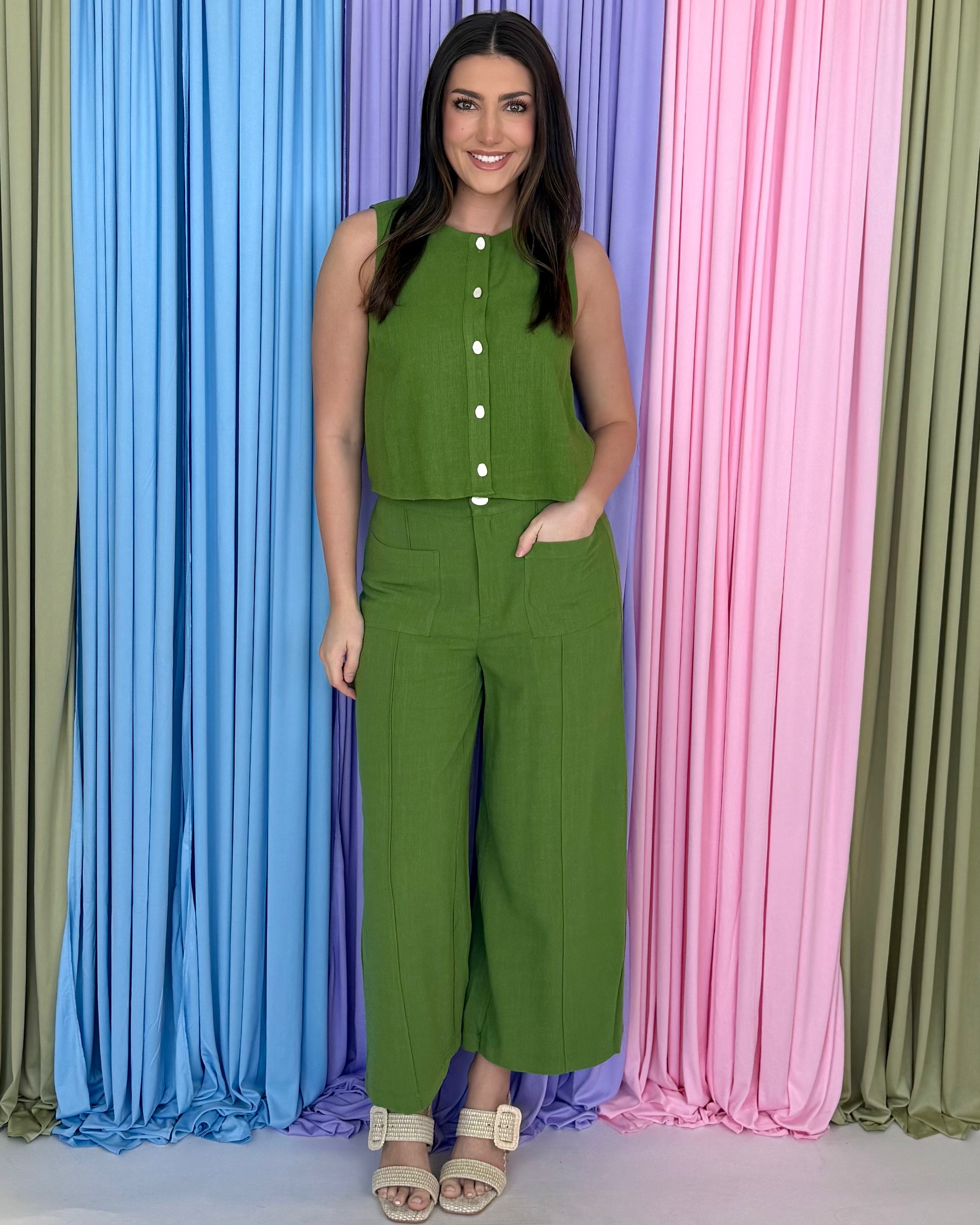 Fresh Grace Matcha Woven Top-Shop-Womens-Boutique-Clothing
