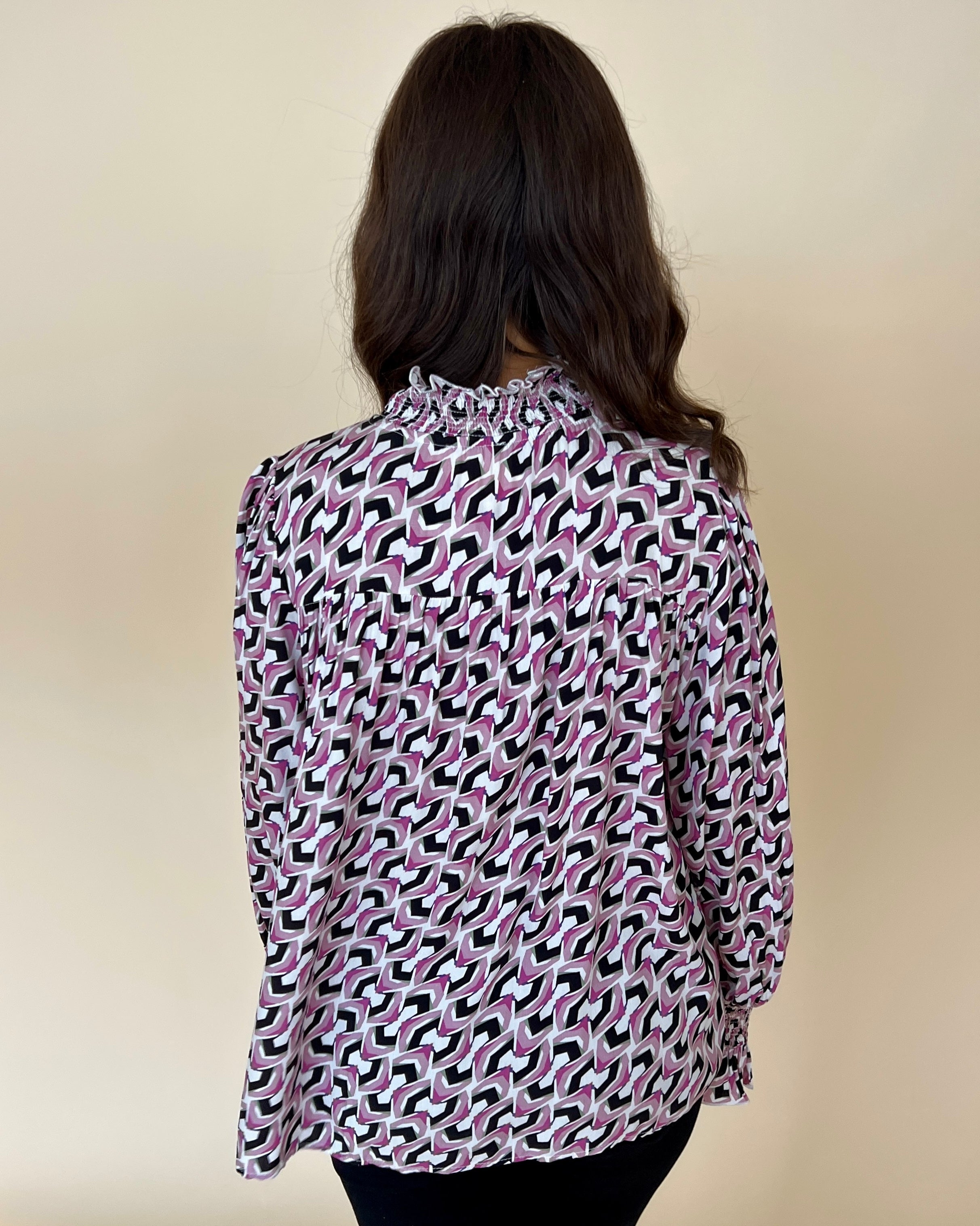 Stride Forward Purple Printed Smocked Top-Shop-Womens-Boutique-Clothing