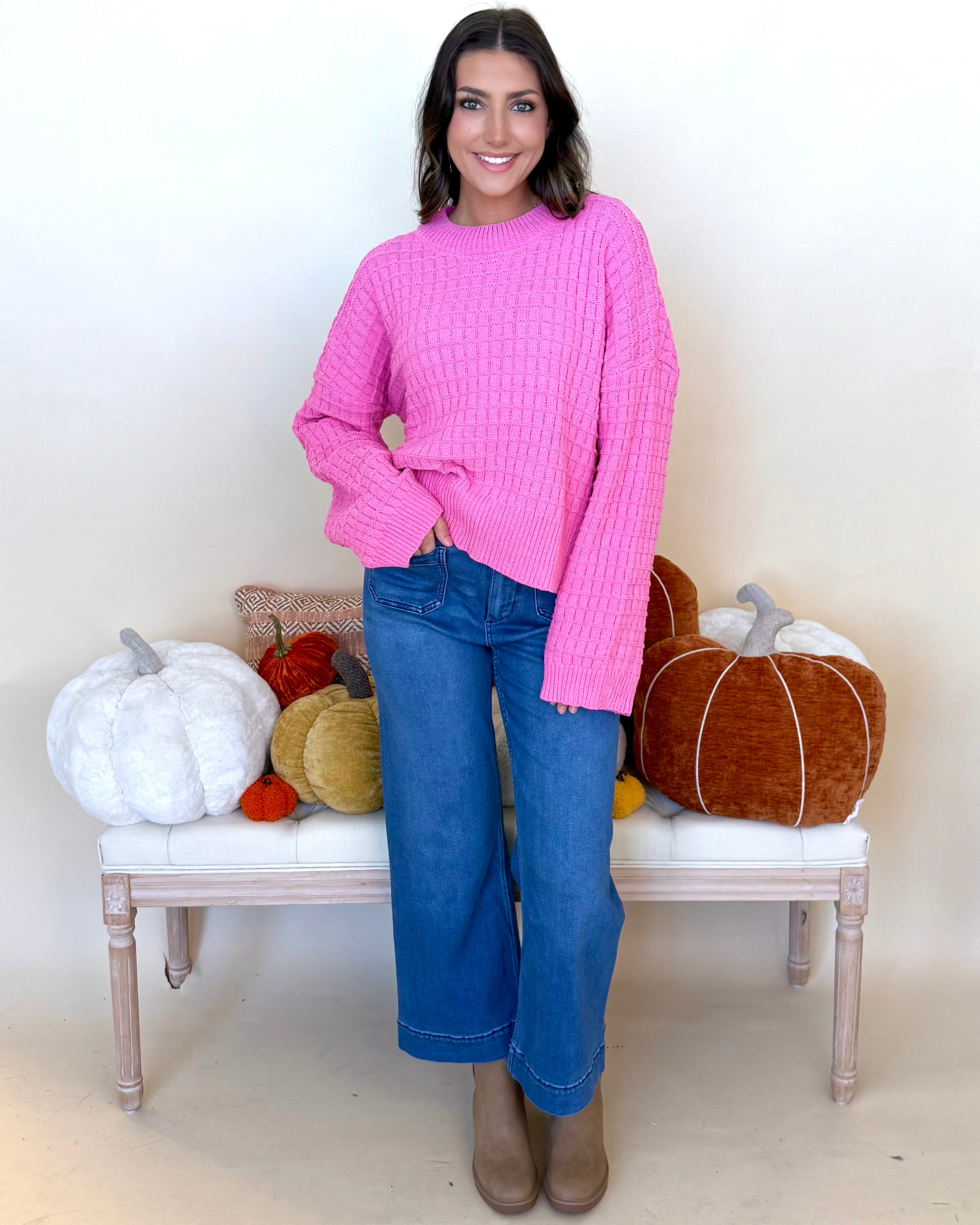Remember It Well Pink Oversized Sweater-Shop-Womens-Boutique-Clothing